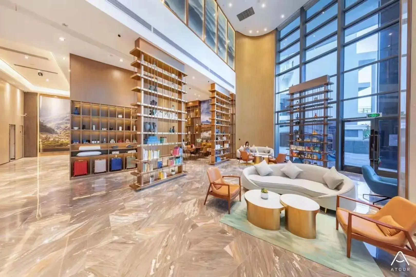 Lobby or reception in Atour Hotel Zhongshan North Station V-PARK Plaza Lobby or reception in Atour Hotel Zhongshan North Station V-PARK Plaza