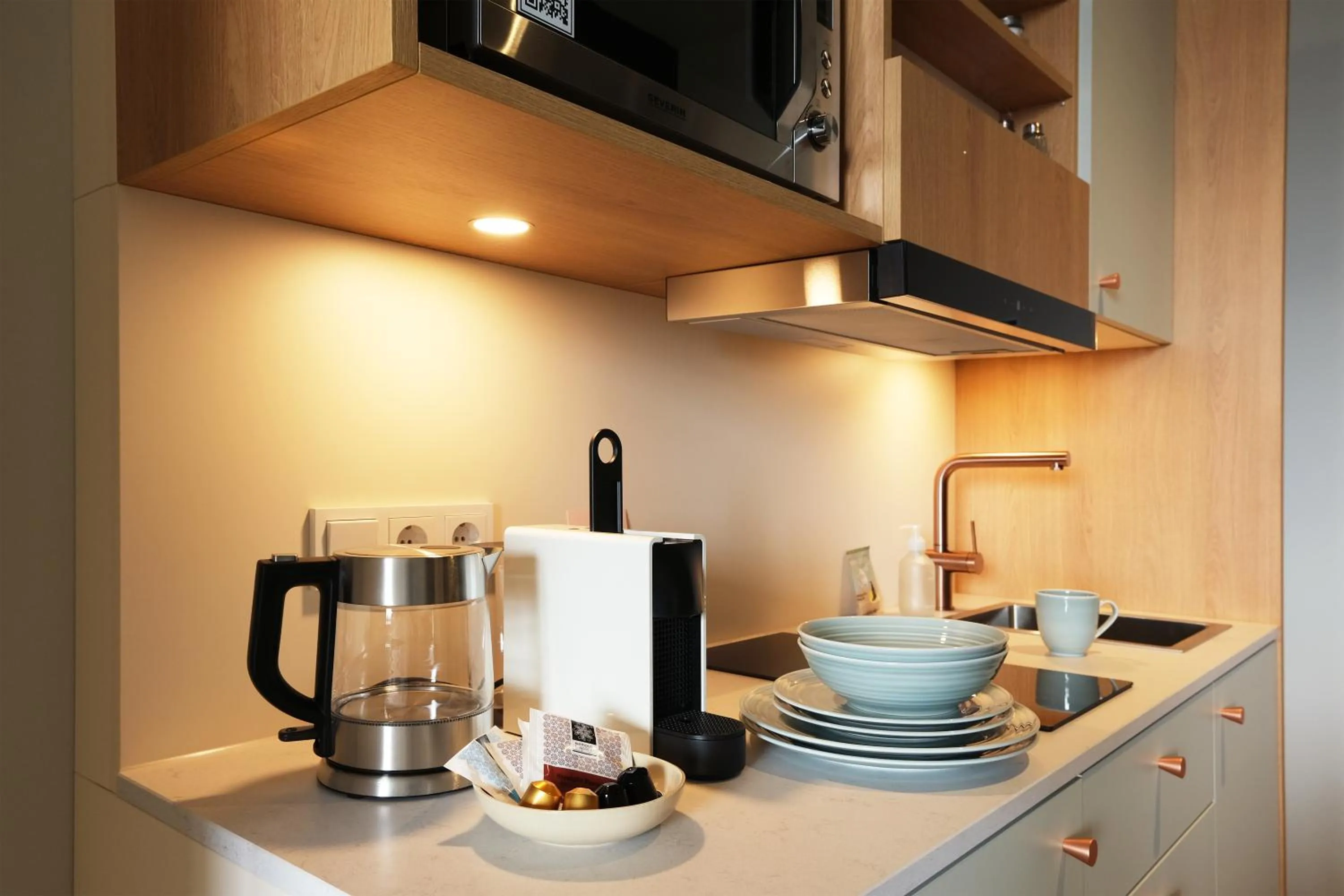 kitchen in Hood House Kassel - volldigitales Serviced Apartment