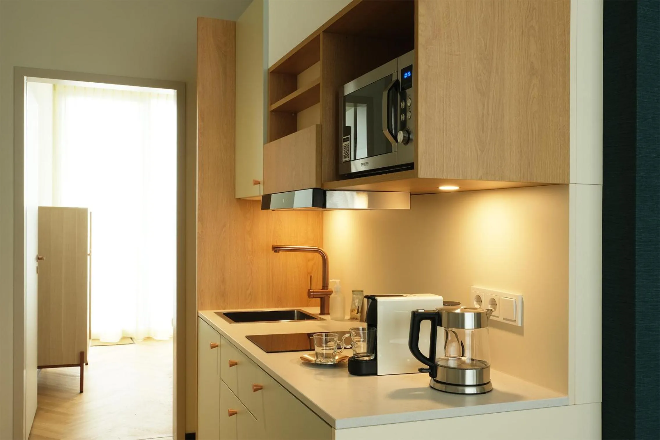 Kitchen or kitchenette in Hood House Kassel - volldigitales Serviced Apartment