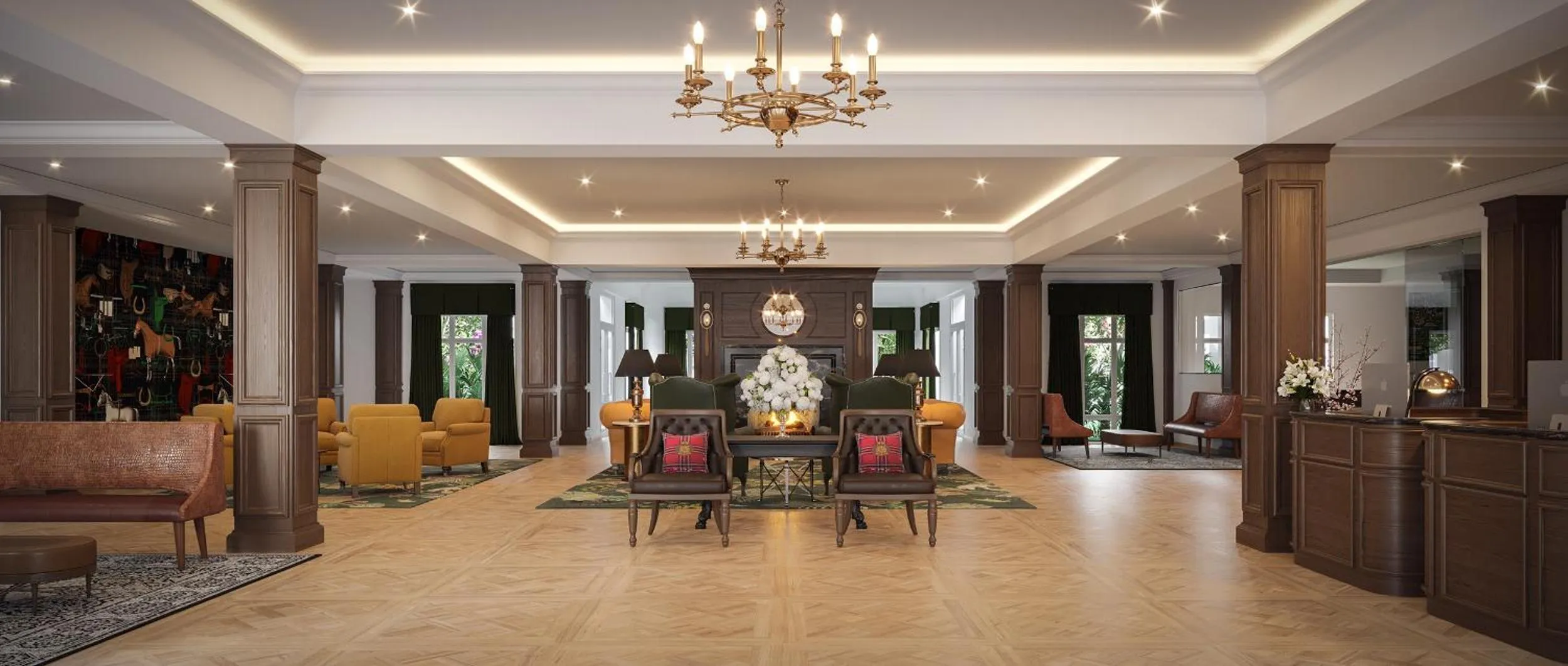 Communal lounge/ TV room in The Riding Academy Hotel