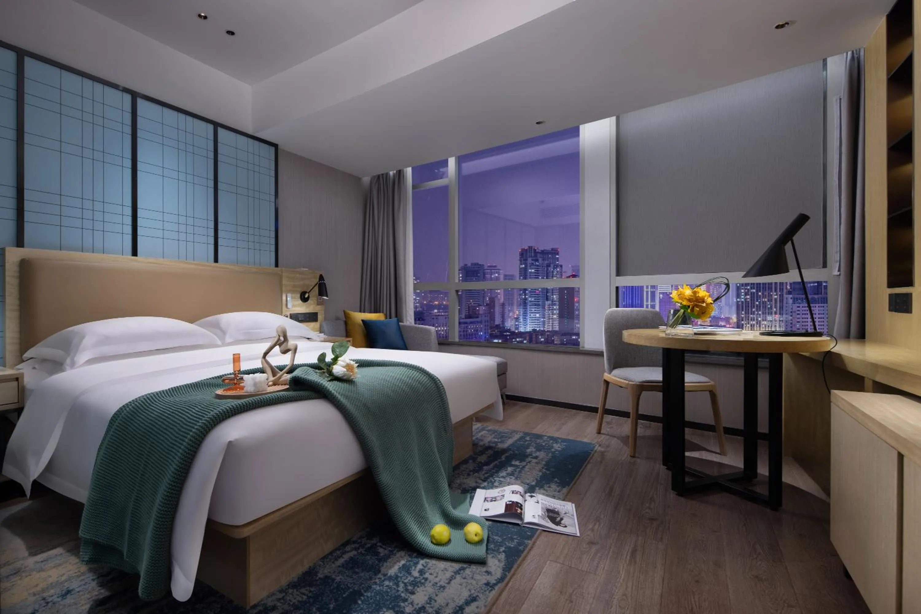 Bed in Echarm International Hotel Guangzhou Beijing Road Pedestrian Street Tianzi Wharf