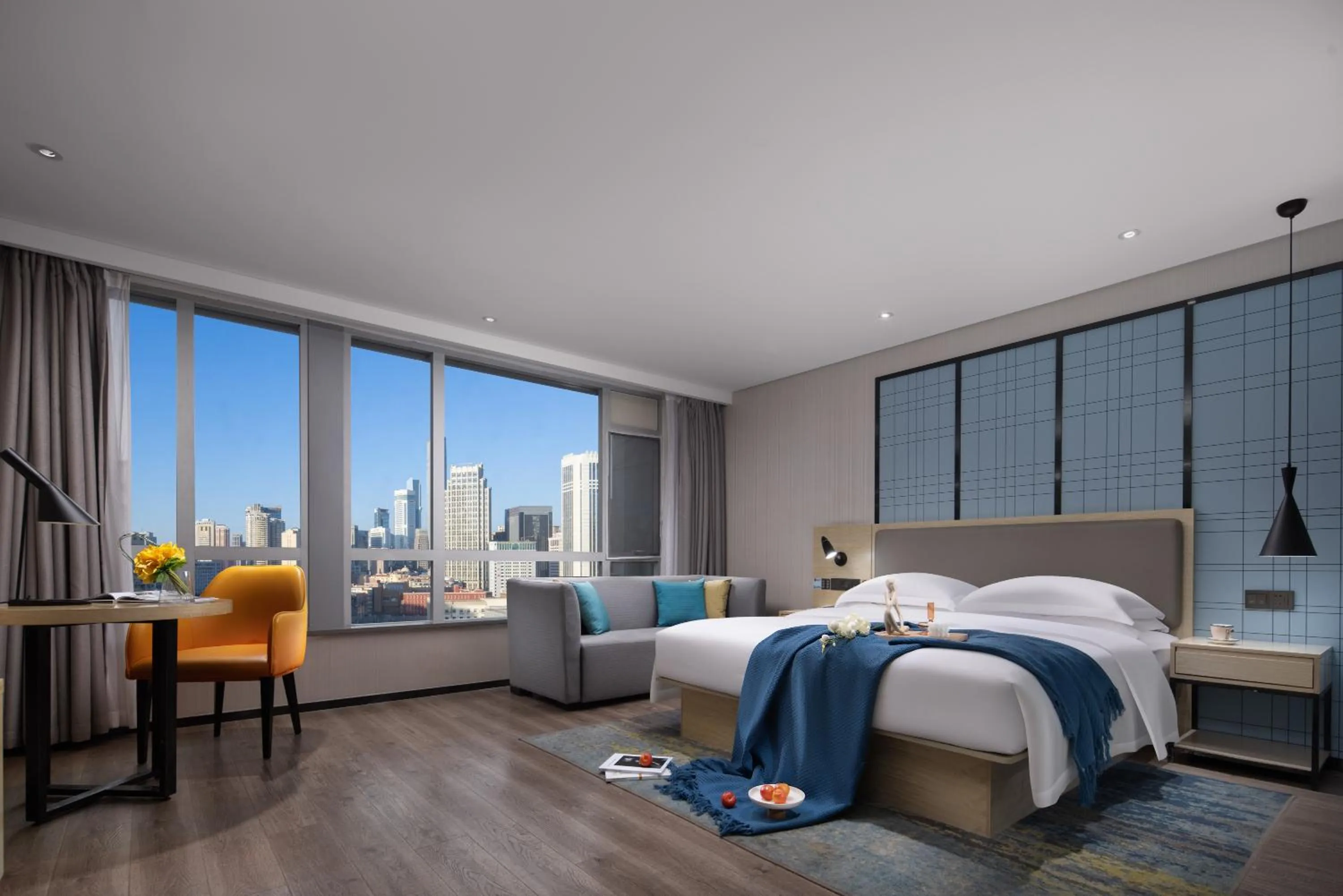 Bed in Echarm International Hotel Guangzhou Beijing Road Pedestrian Street Tianzi Wharf