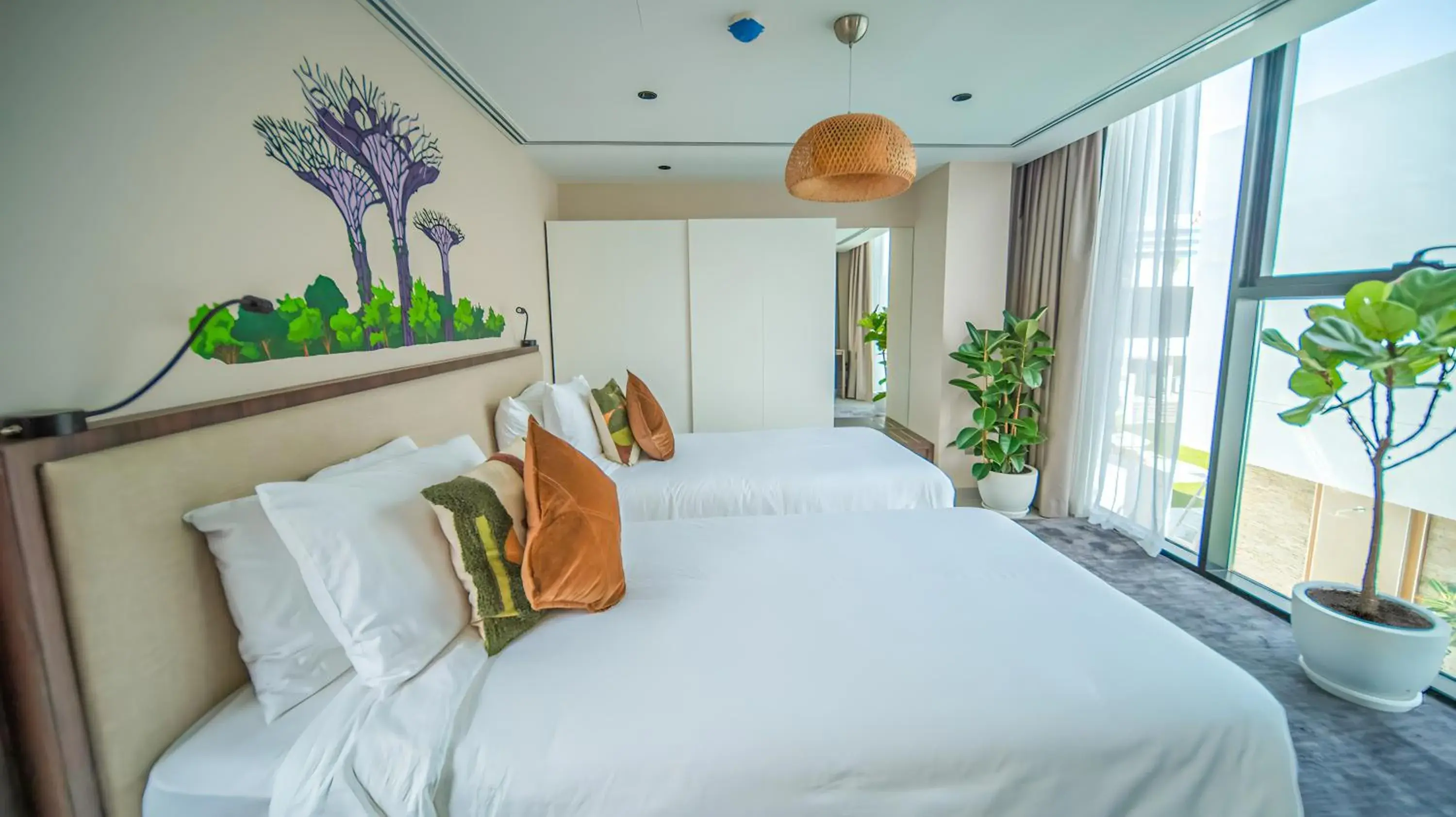 Twin Room with Shared Bathroom in Nas House Private & Shared Villas Twin Room with Shared Bathroom in Nas House Private & Shared Villas