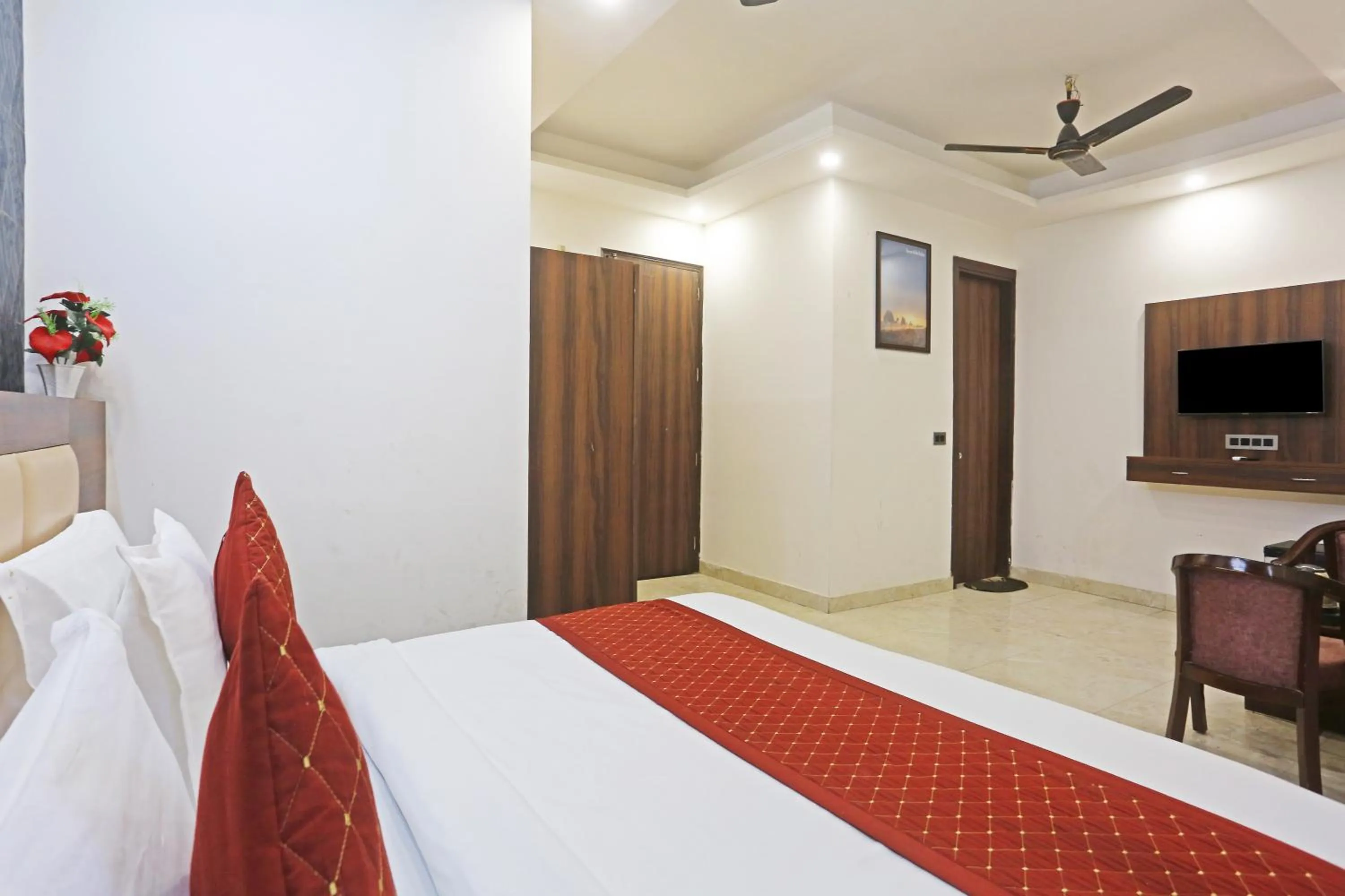 Communal lounge/ TV room, Bed in Hotel ECG Grand Inn-Near Delhi Airport free Airport Drop