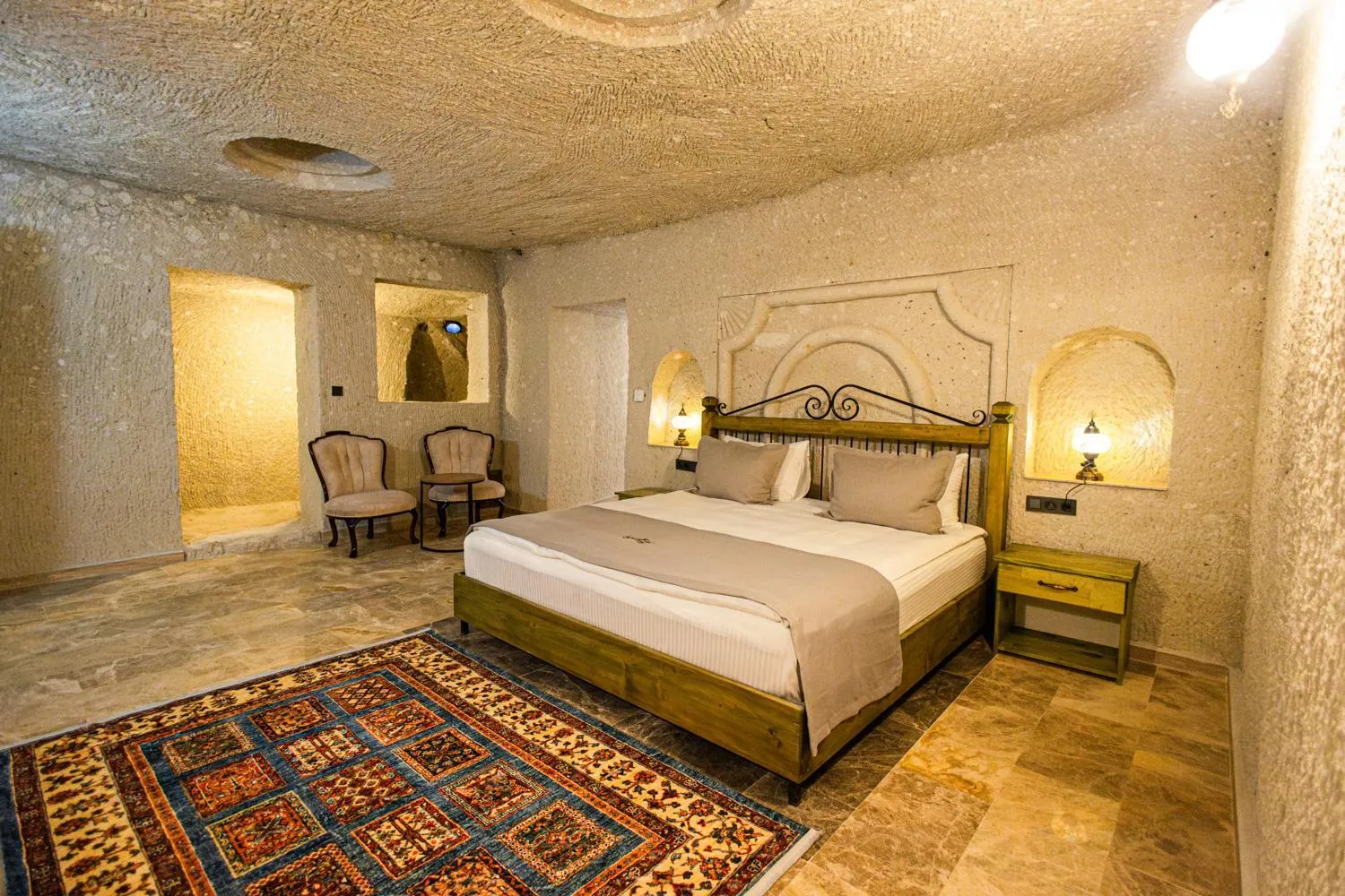 Bed in Majestic Cave House