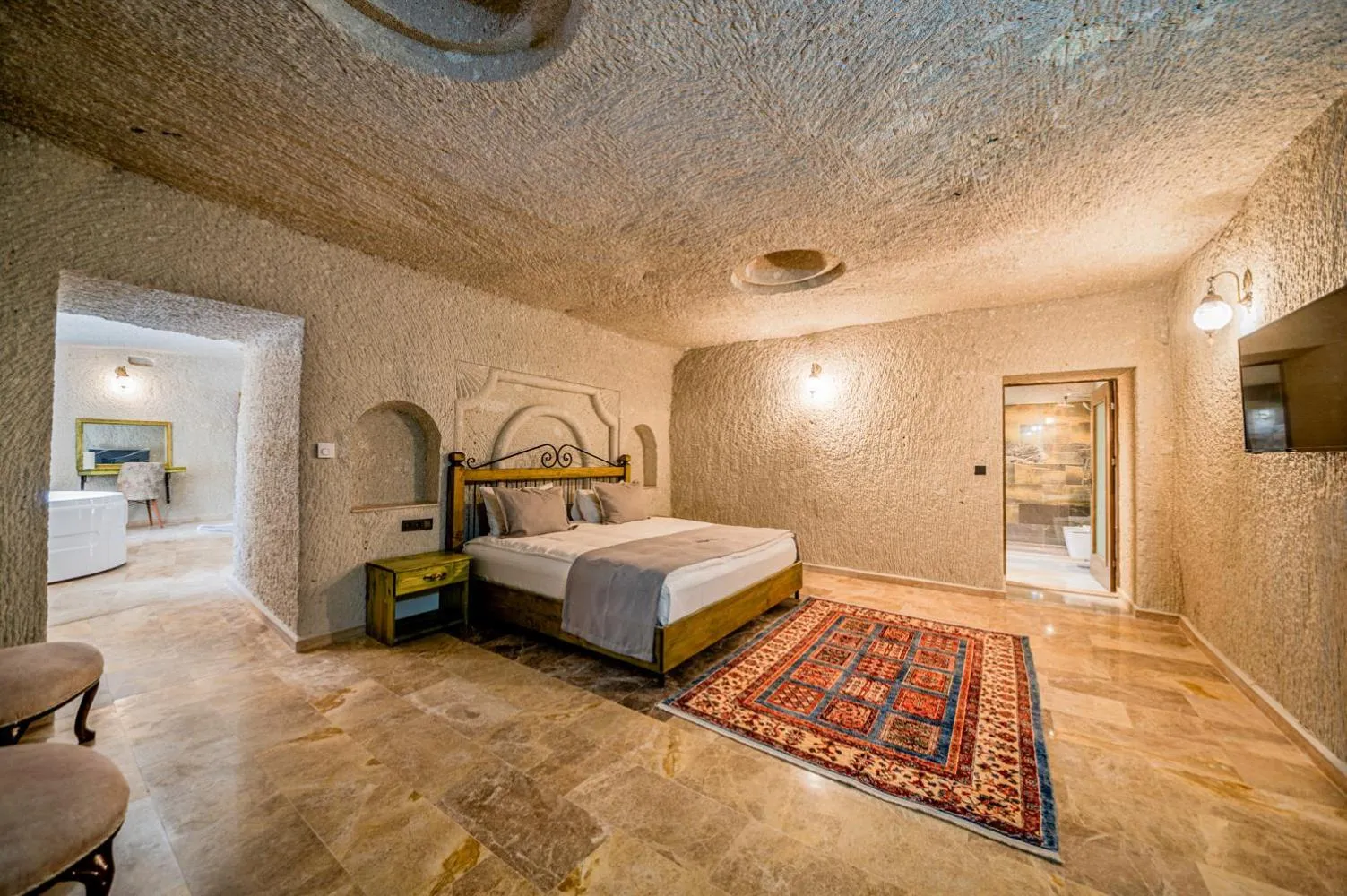 Bed in Majestic Cave House