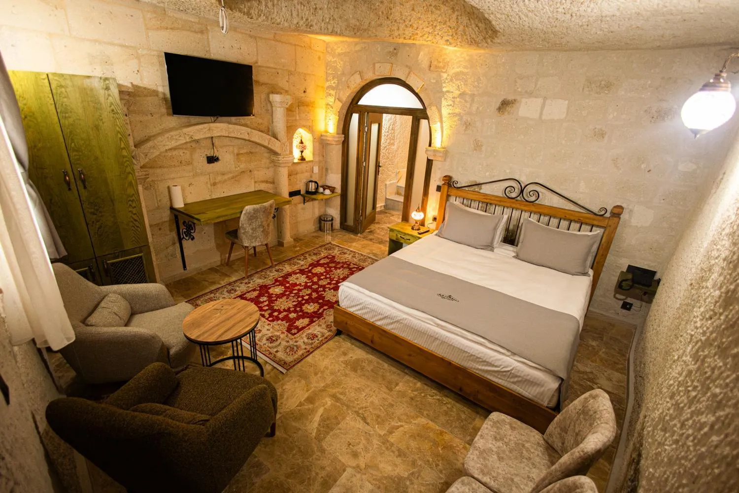 Bed in Majestic Cave House