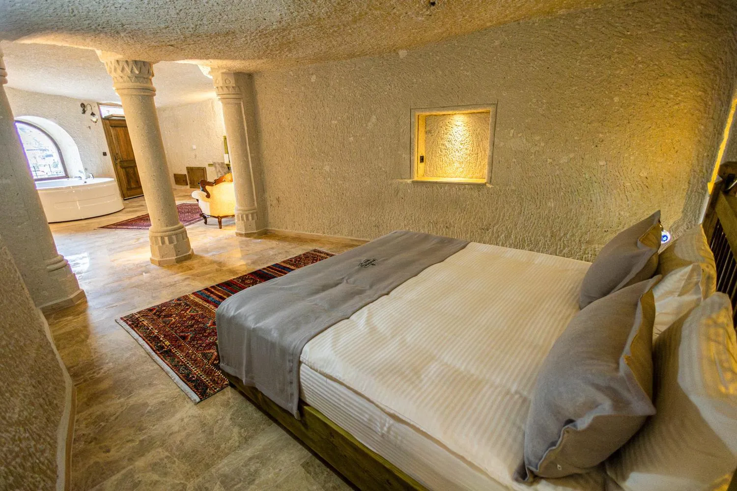 Bed in Majestic Cave House