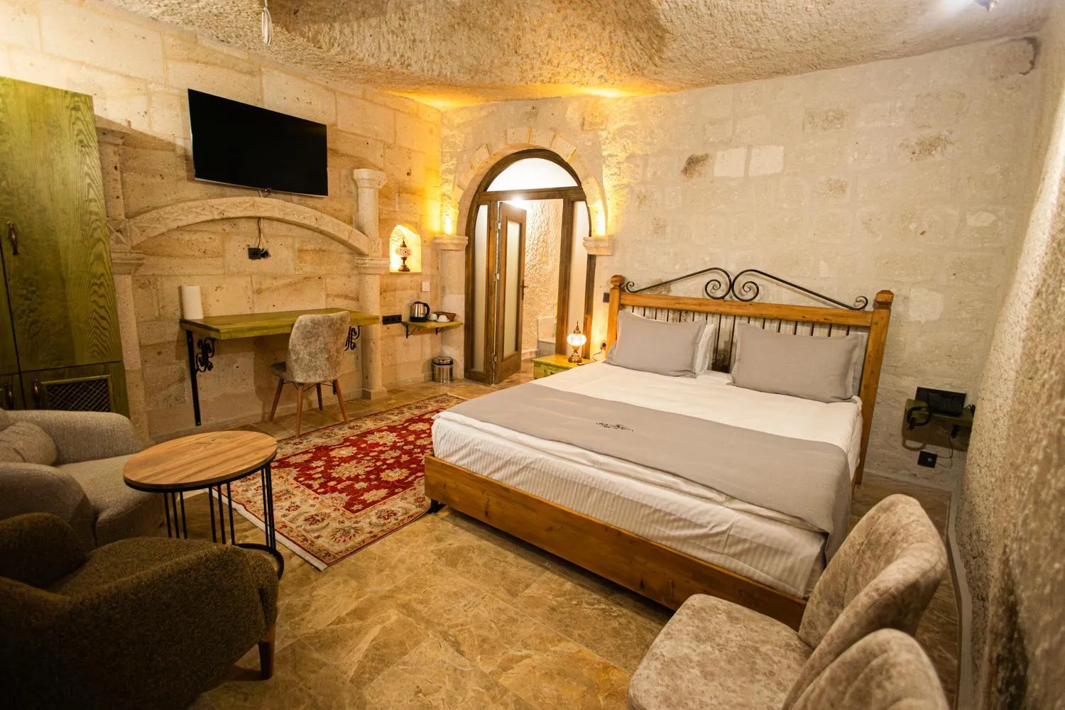 Bed in Majestic Cave House