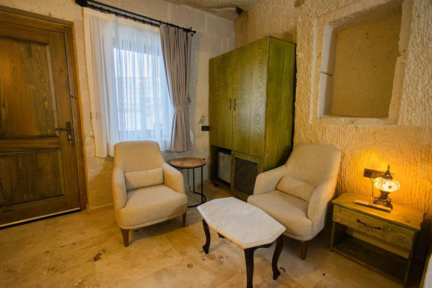 Seating area in Majestic Cave House