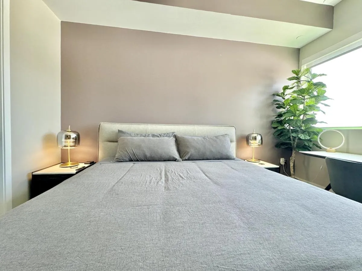 Bed in Large Hollywood Corner 2 Bedroom with Private Balcony