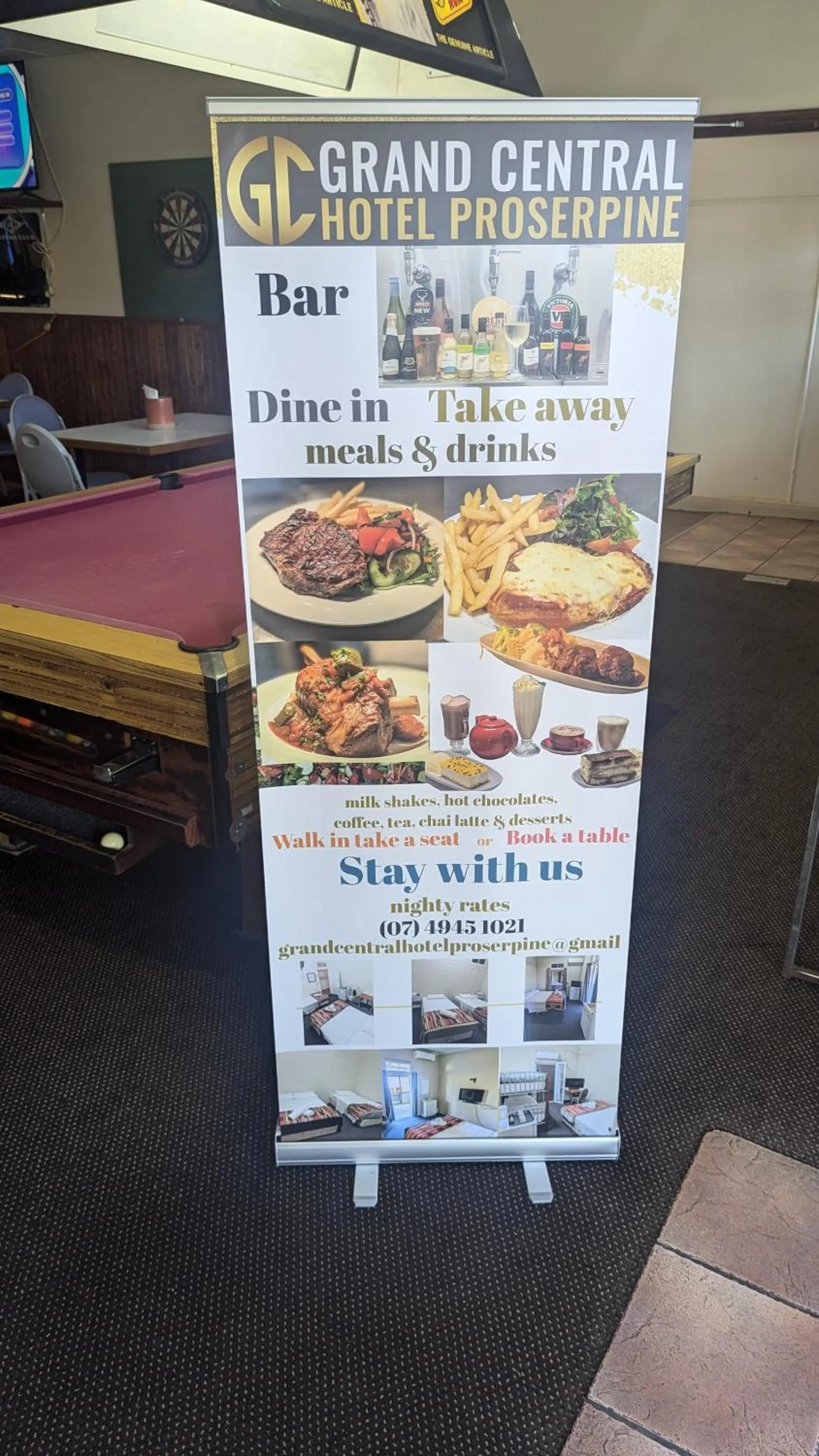 Food and drinks in GRAND CENTRAL HOTEL PROSERPINE