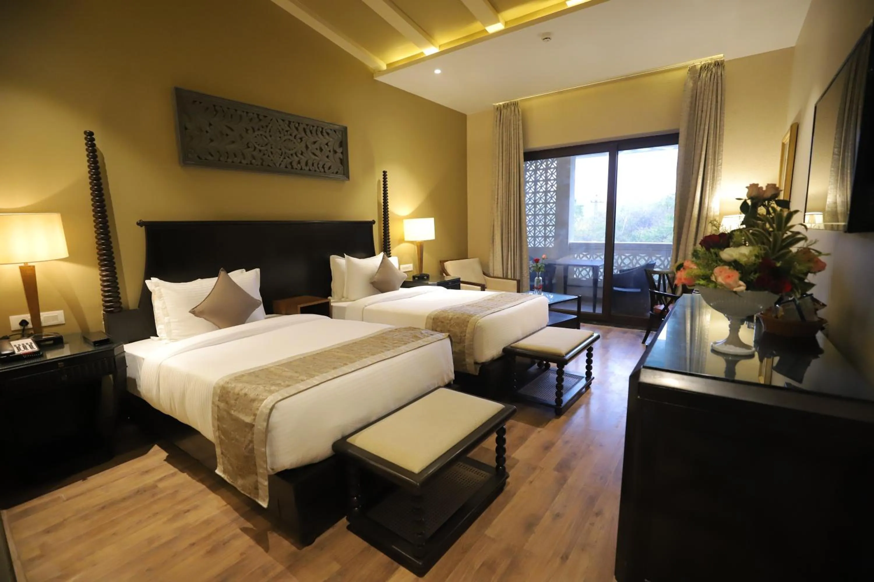Bed in Essentia Luxury Resort & Spa Udaipur