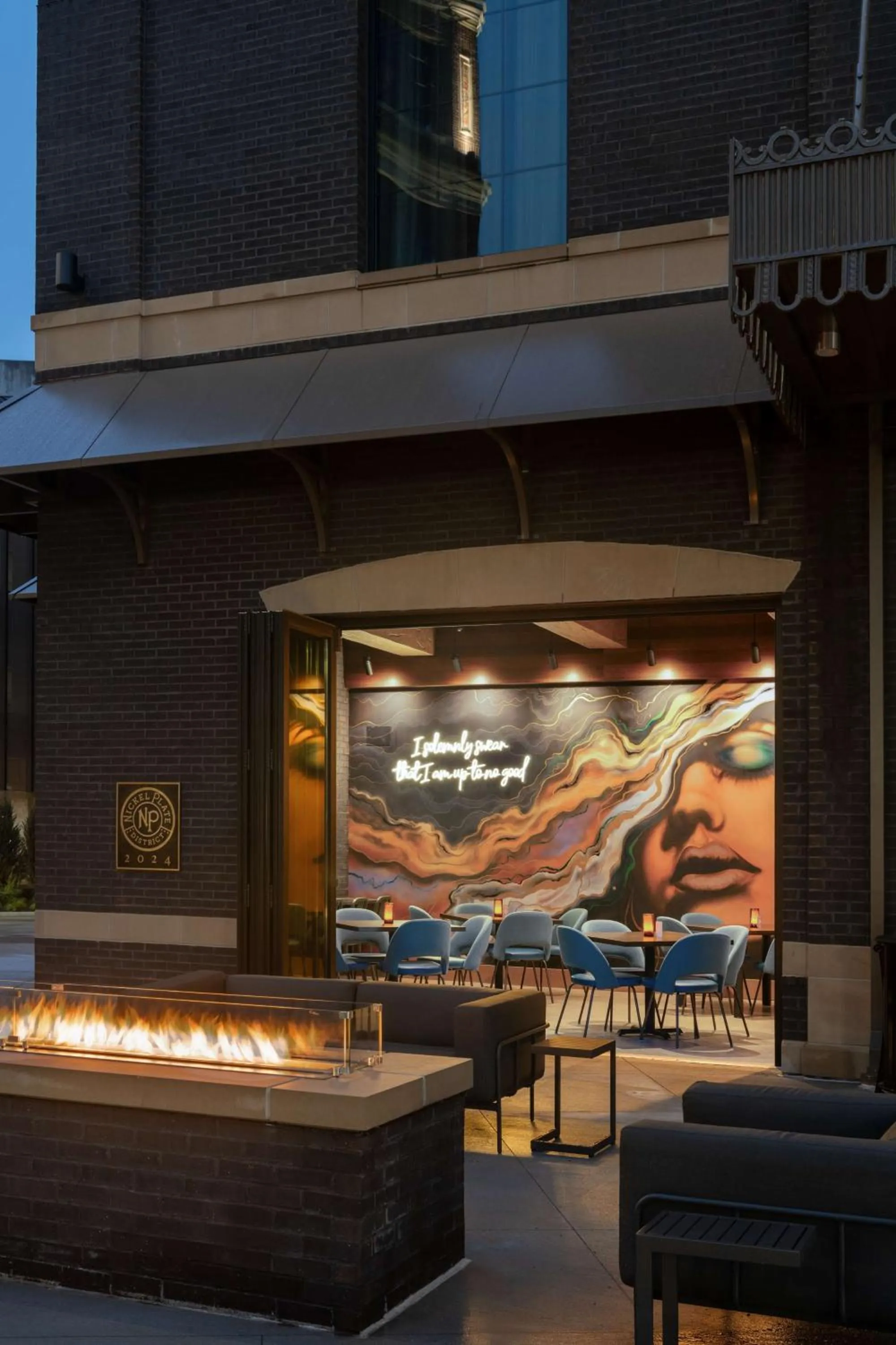 Patio in Hotel Nickel Plate Fishers, Tapestry Collection By Hilton