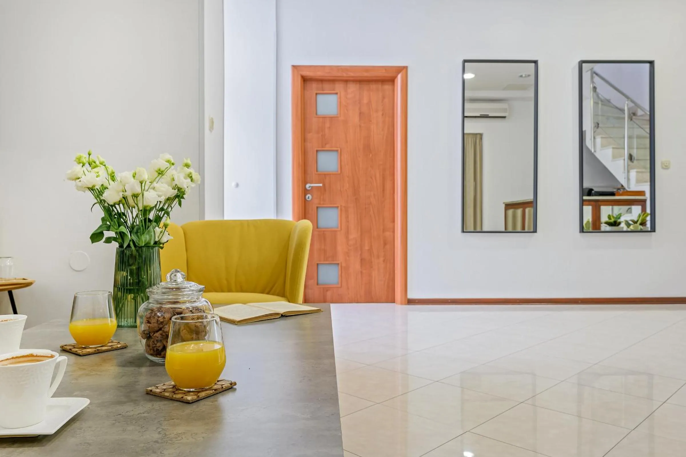 Yellow house with private parking