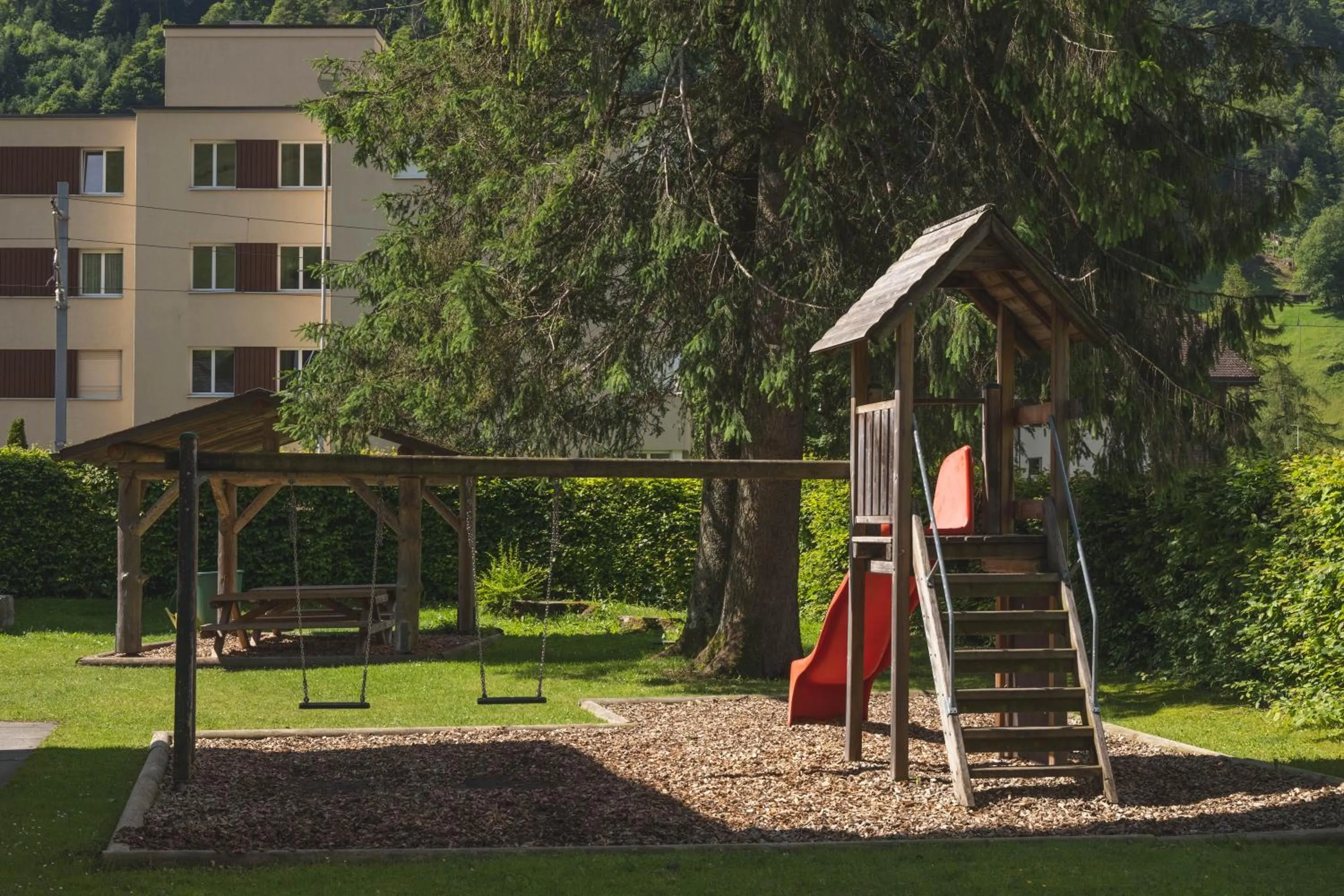 Children play ground in Engelberg Youth Hostel