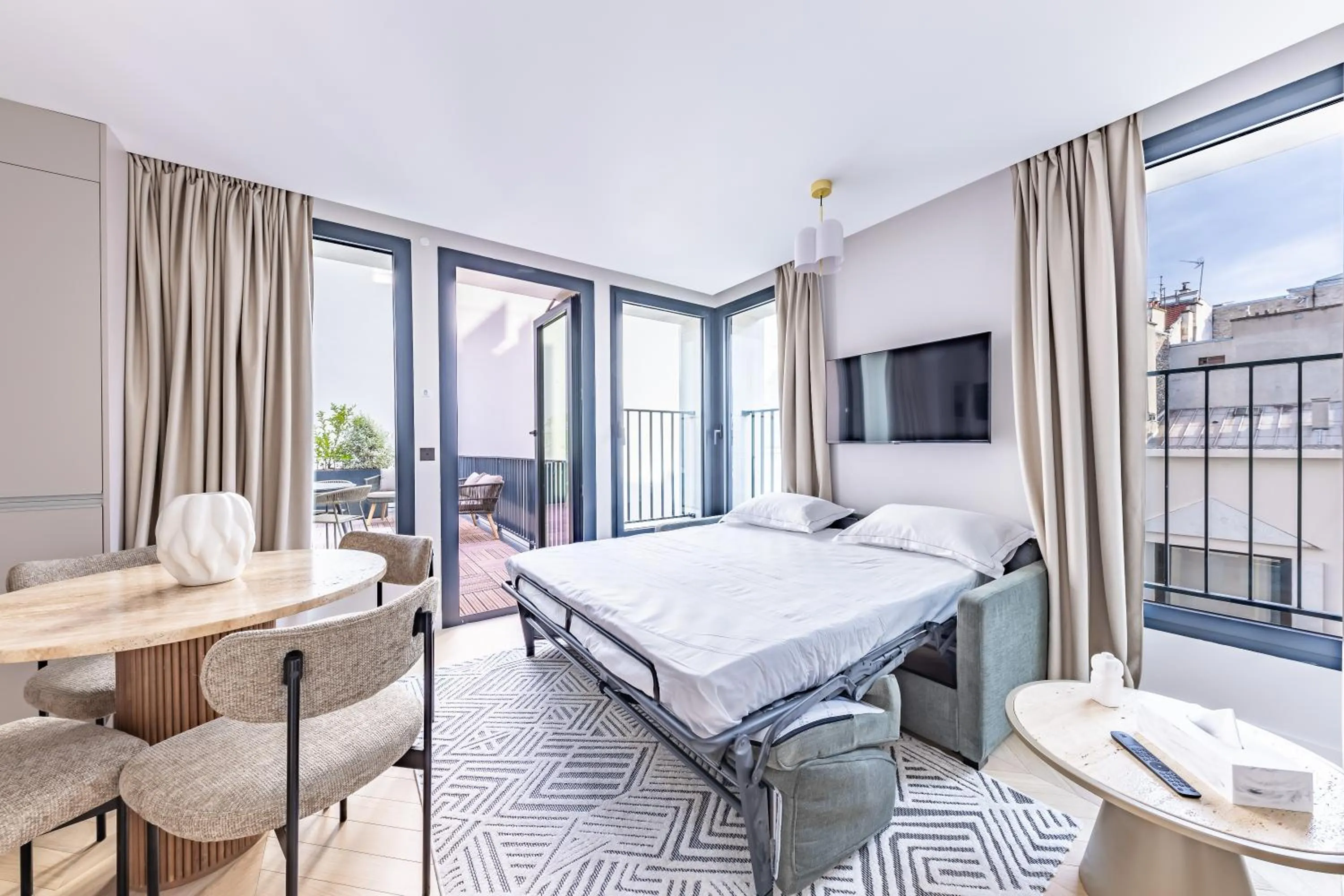 Living room, Bed in Quartier Libre Opera