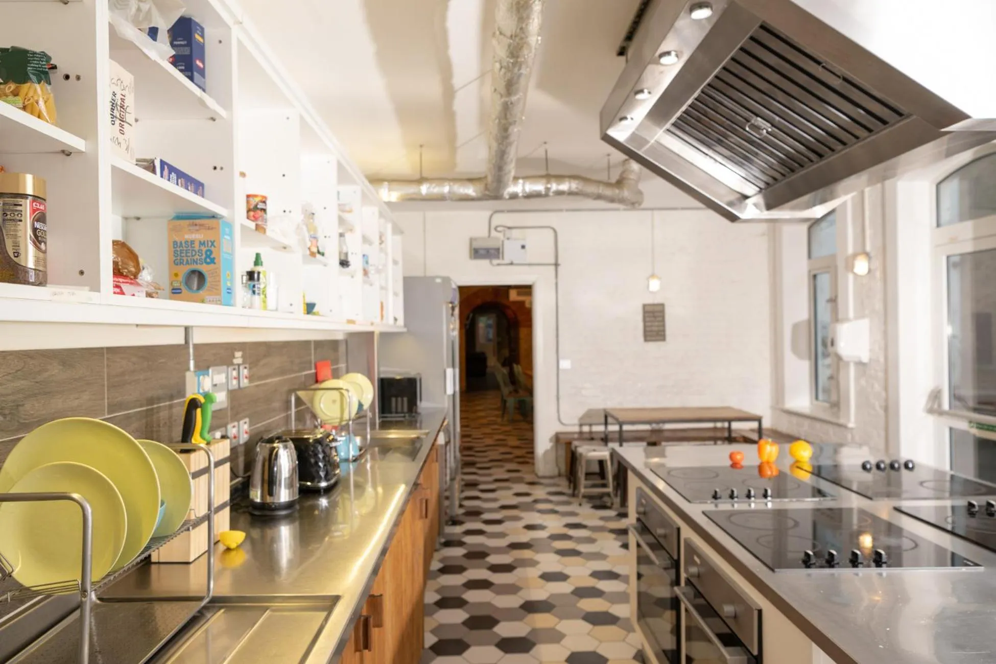 Communal kitchen in Wombat's City Hostel London