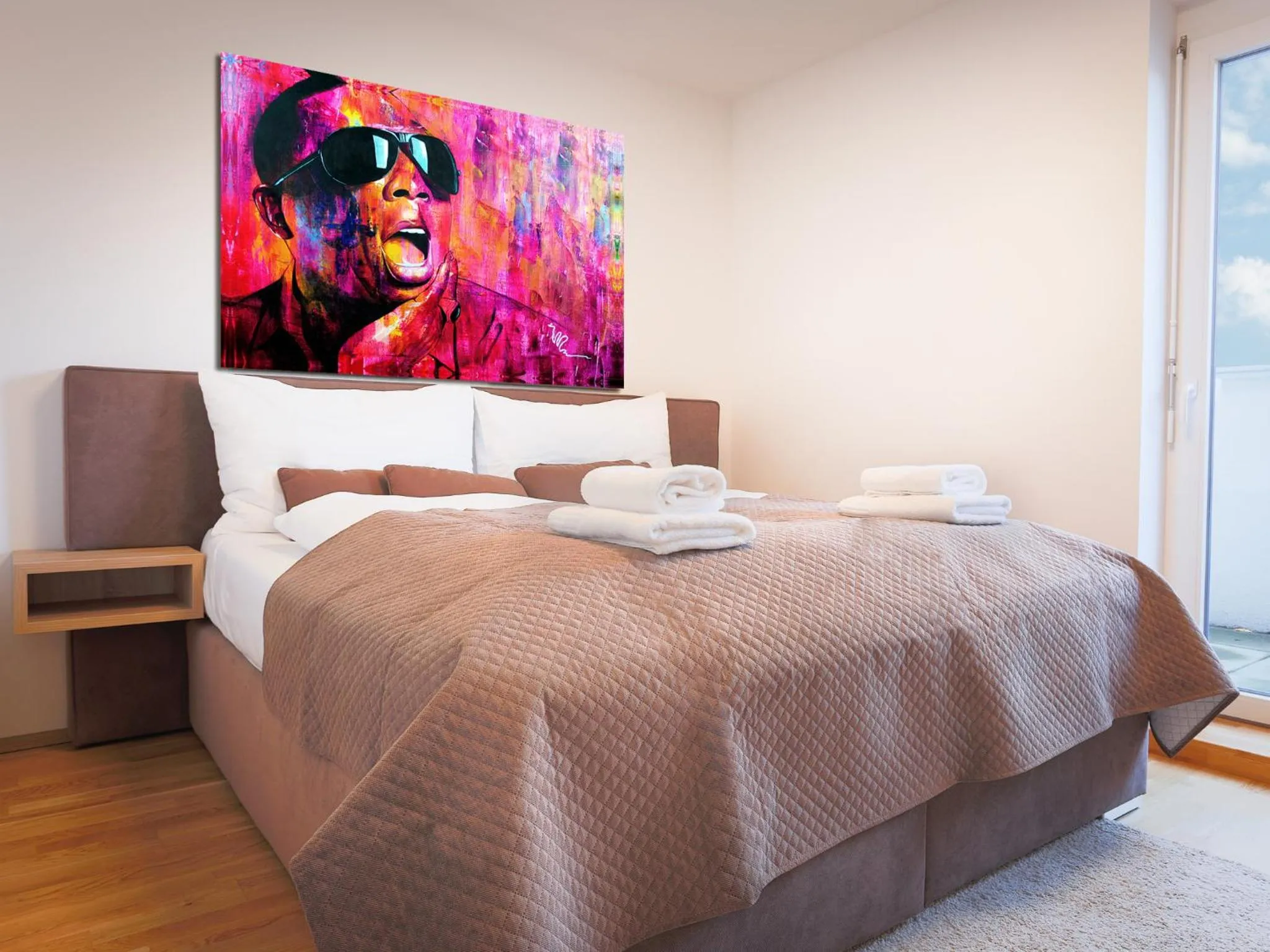 Bedroom, Bed in Penthouse Apartments