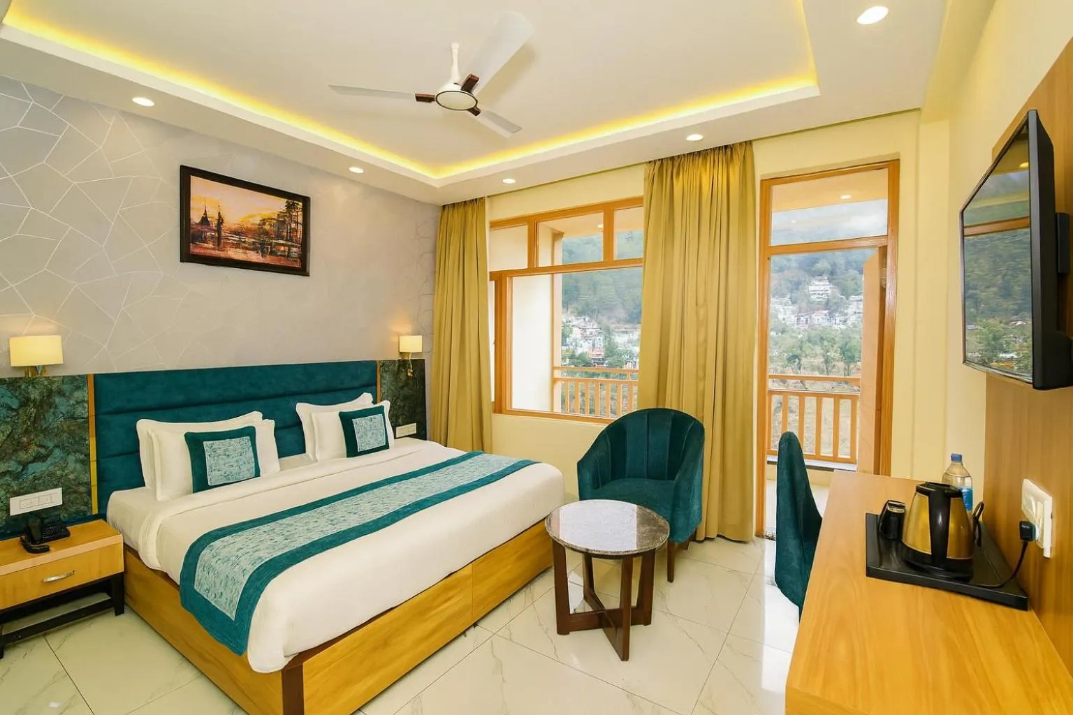 Bedroom, Bed in Hotel Pawan Regency- Best Mountain View Hotel In McLeodganj