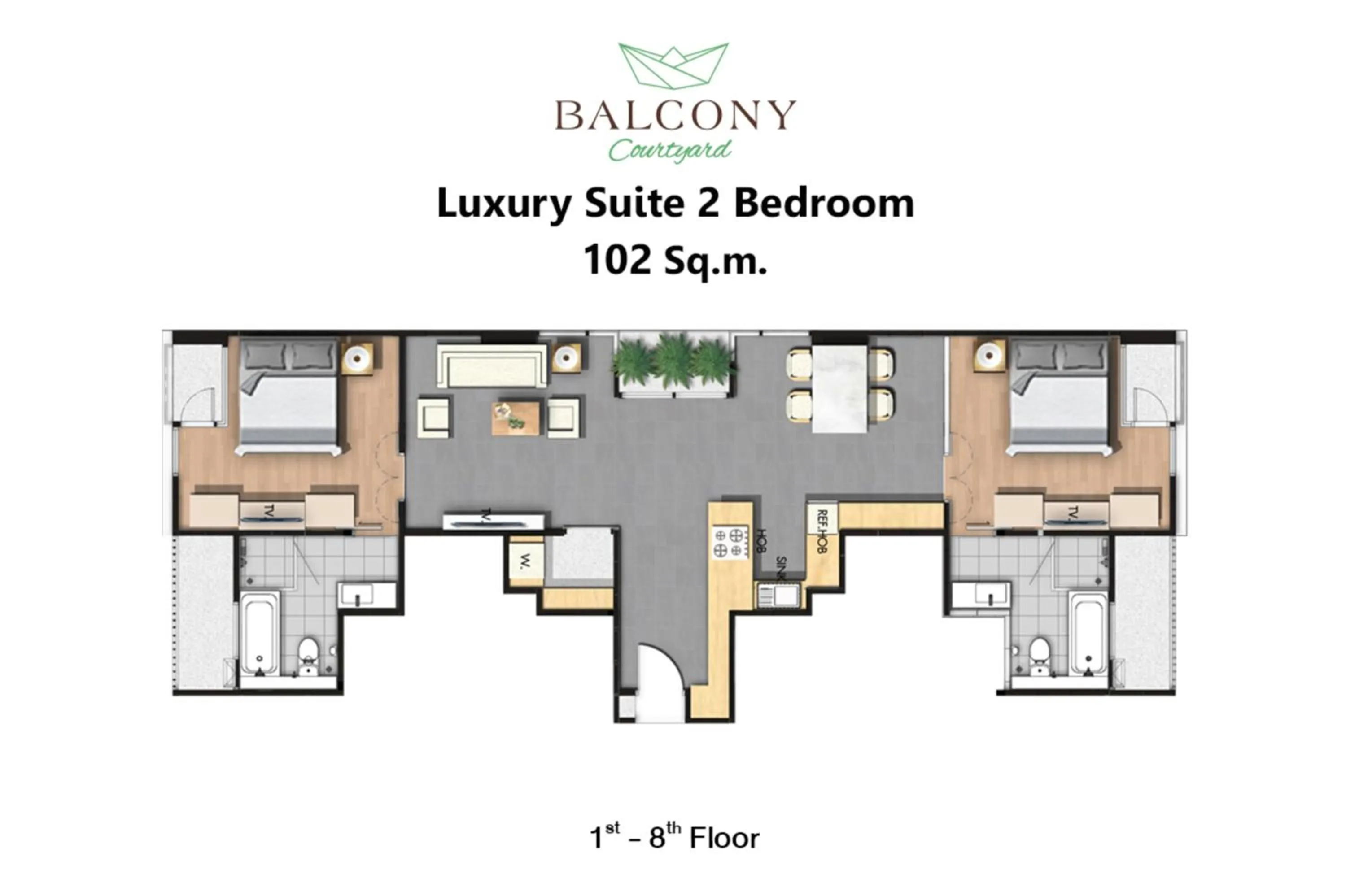 Floor plan in Balcony Courtyard Sriracha Hotel & Serviced Apartments