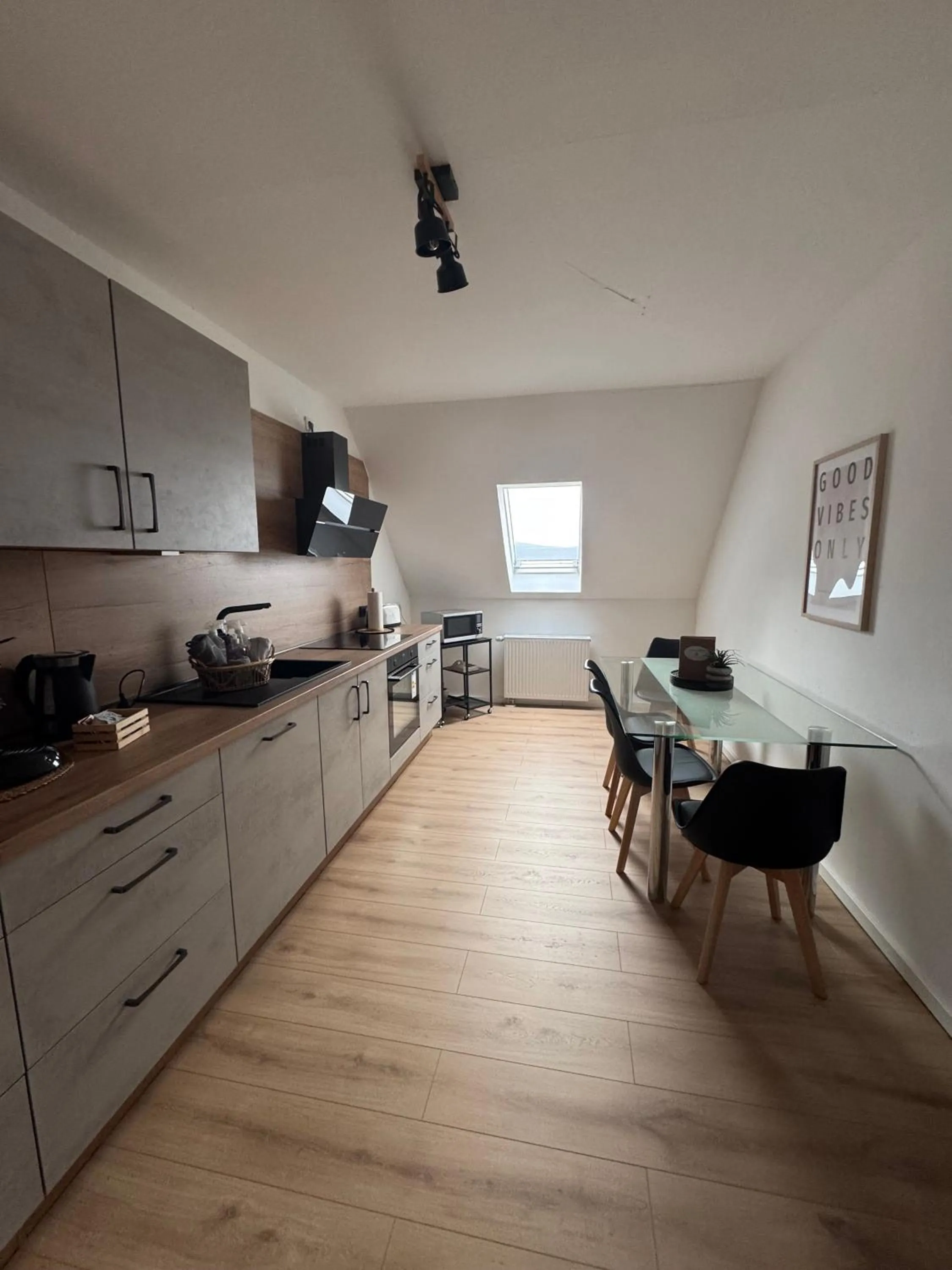 Kitchen or kitchenette in Pension und Apartment Landhaus Fricke