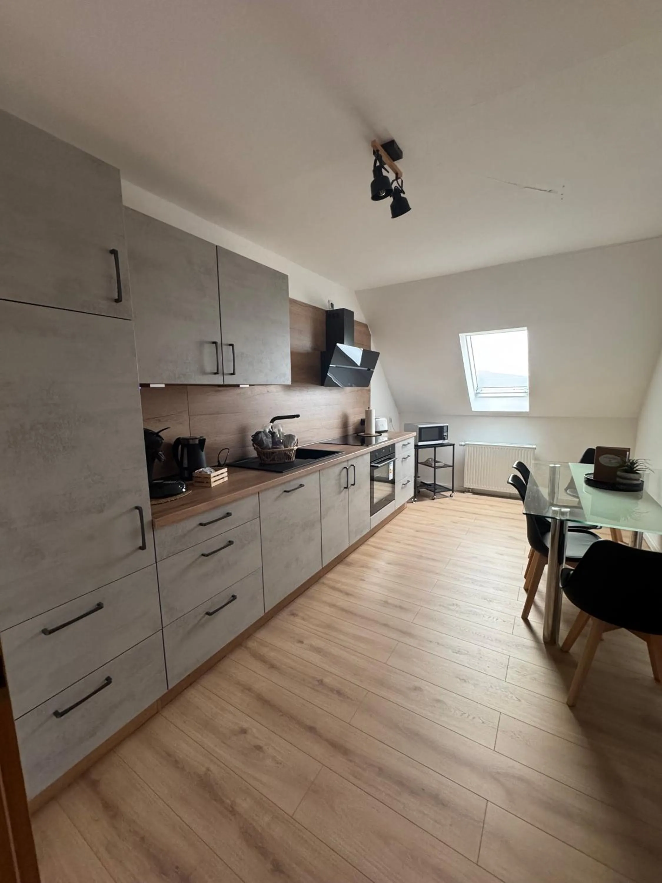 Kitchen or kitchenette in Pension und Apartment Landhaus Fricke