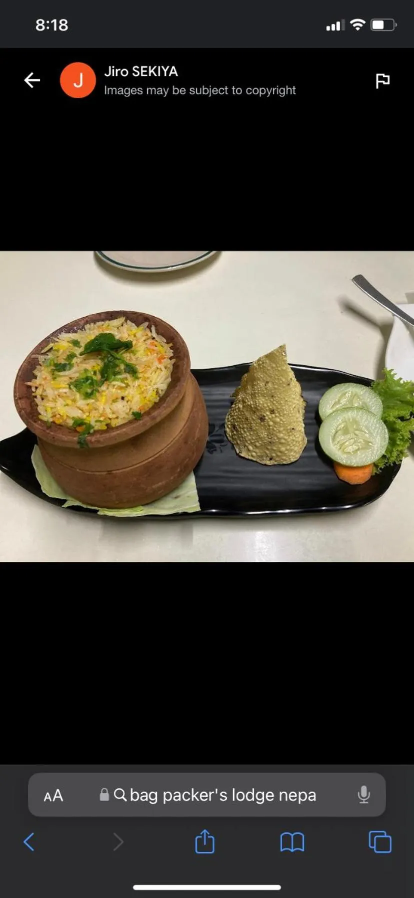 Food and drinks in Bag Packer's Lodge