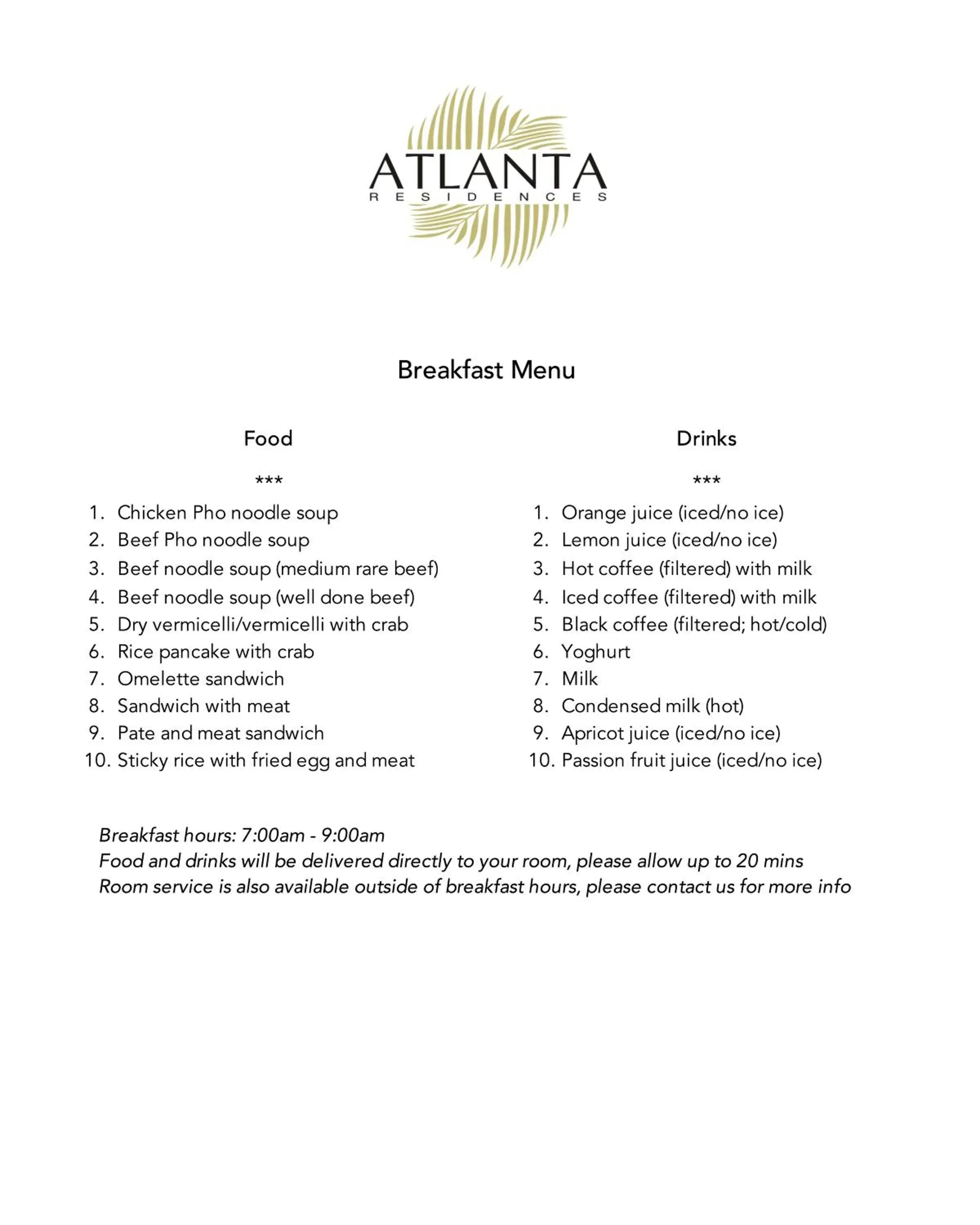 Breakfast in Atlanta Residences Breakfast in Atlanta Residences