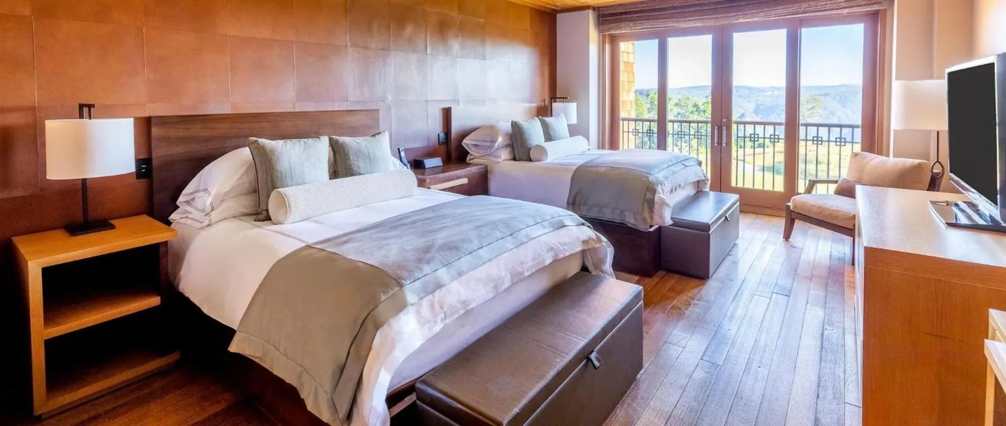 Bed in The Lodge at Primland, Auberge Collection