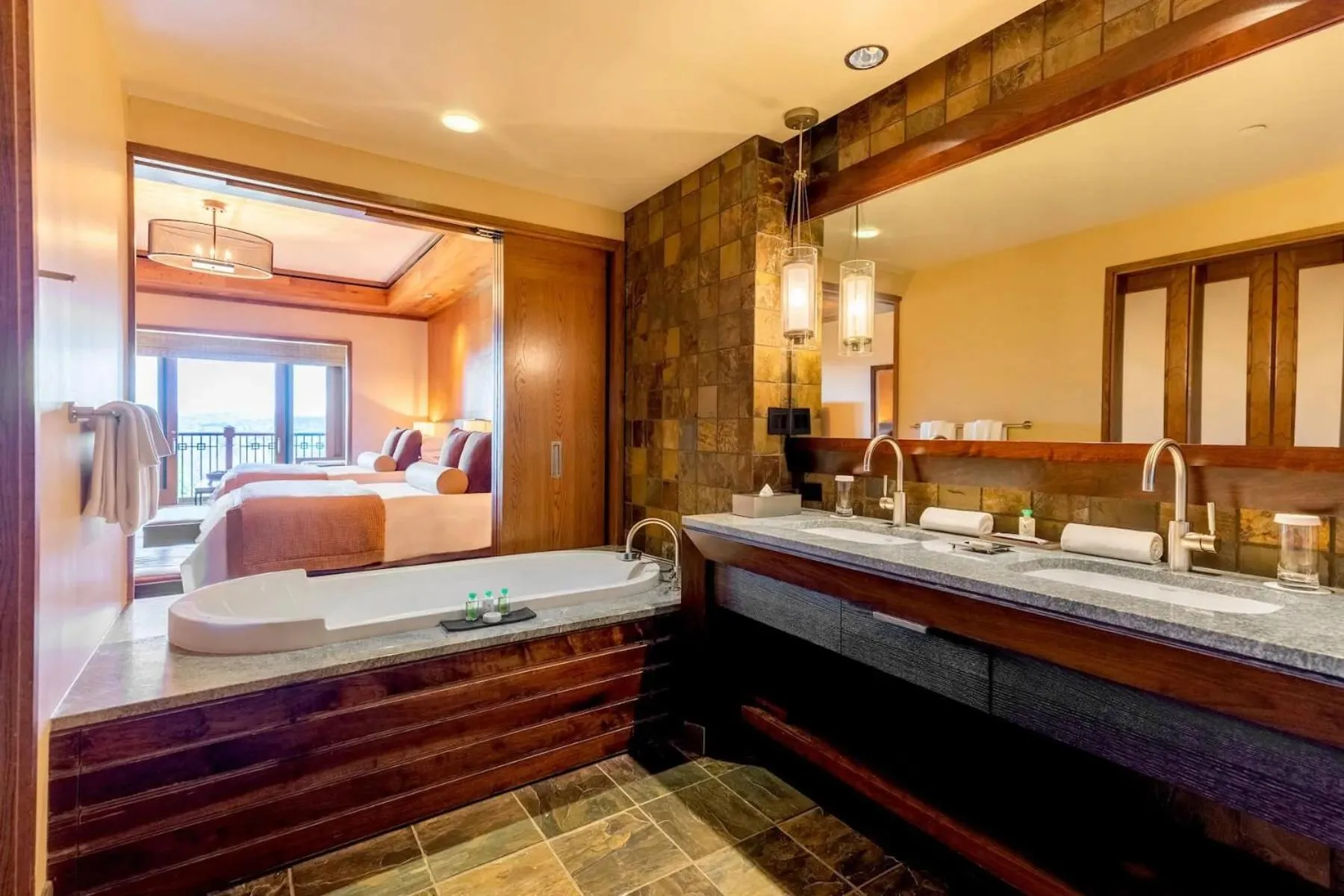 Bed in The Lodge at Primland, Auberge Collection