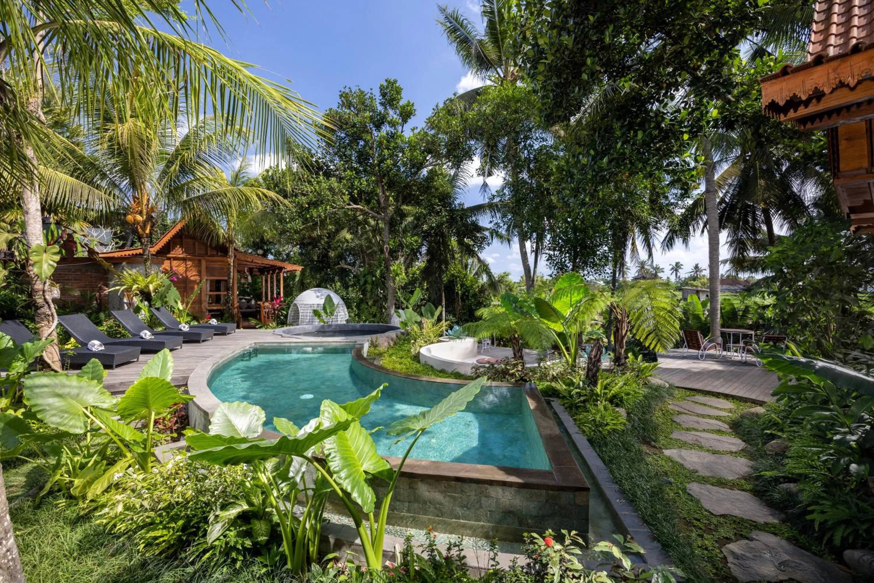 Pool view in Berlima Wooden Lodge by GenuineHost