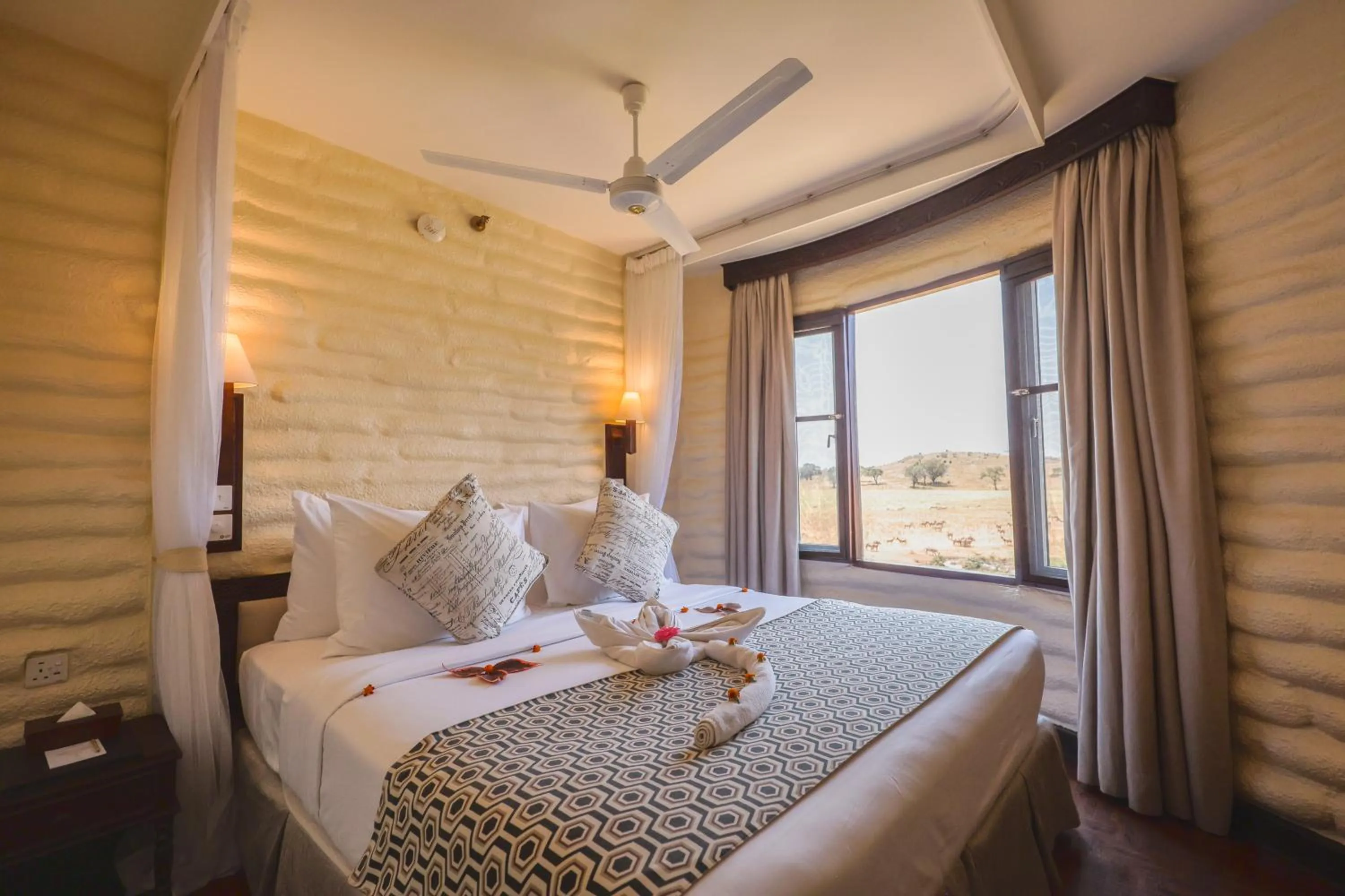 Bed in Salt Lick Safari Lodge