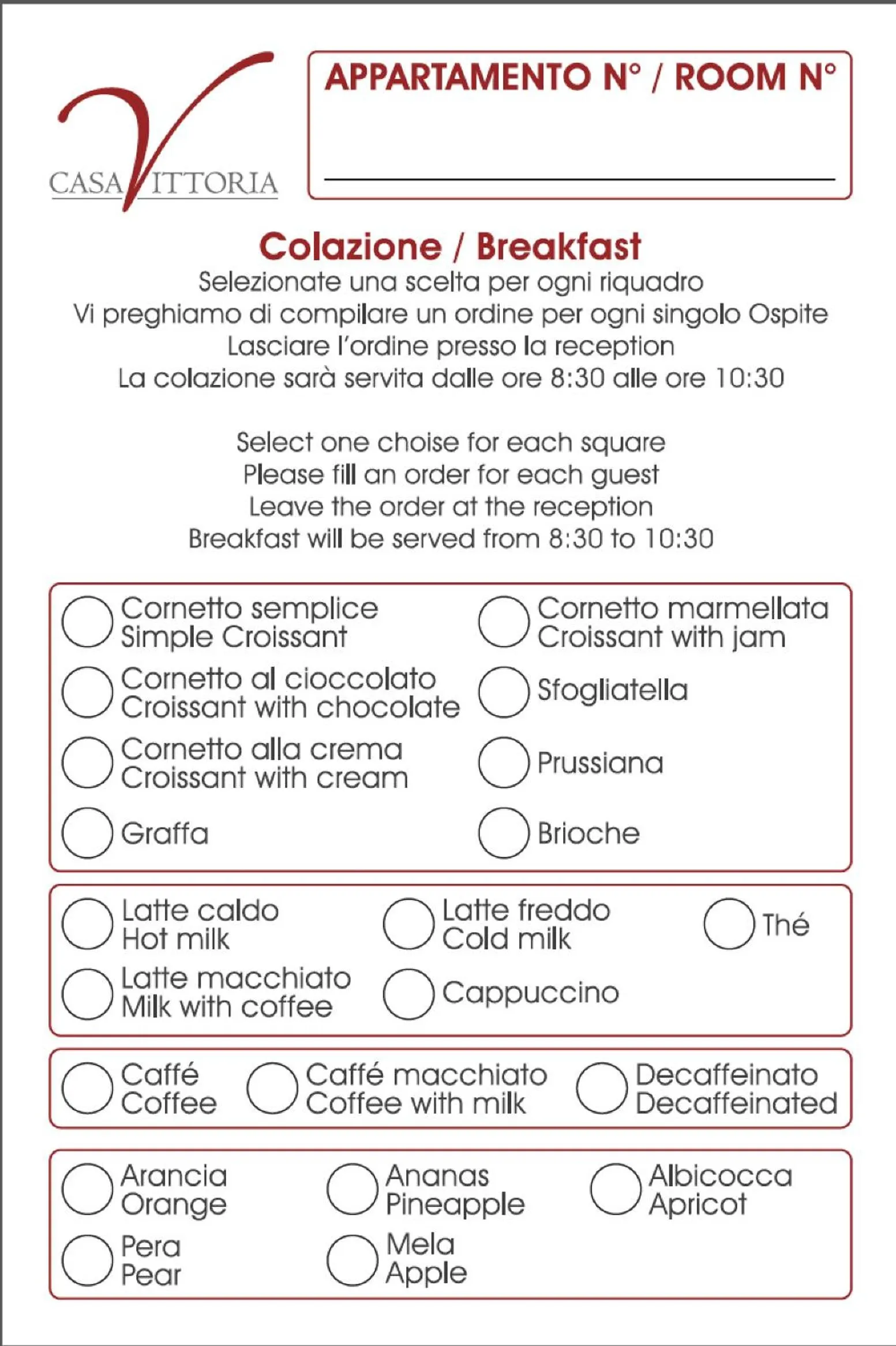 Breakfast in Casa Vittoria