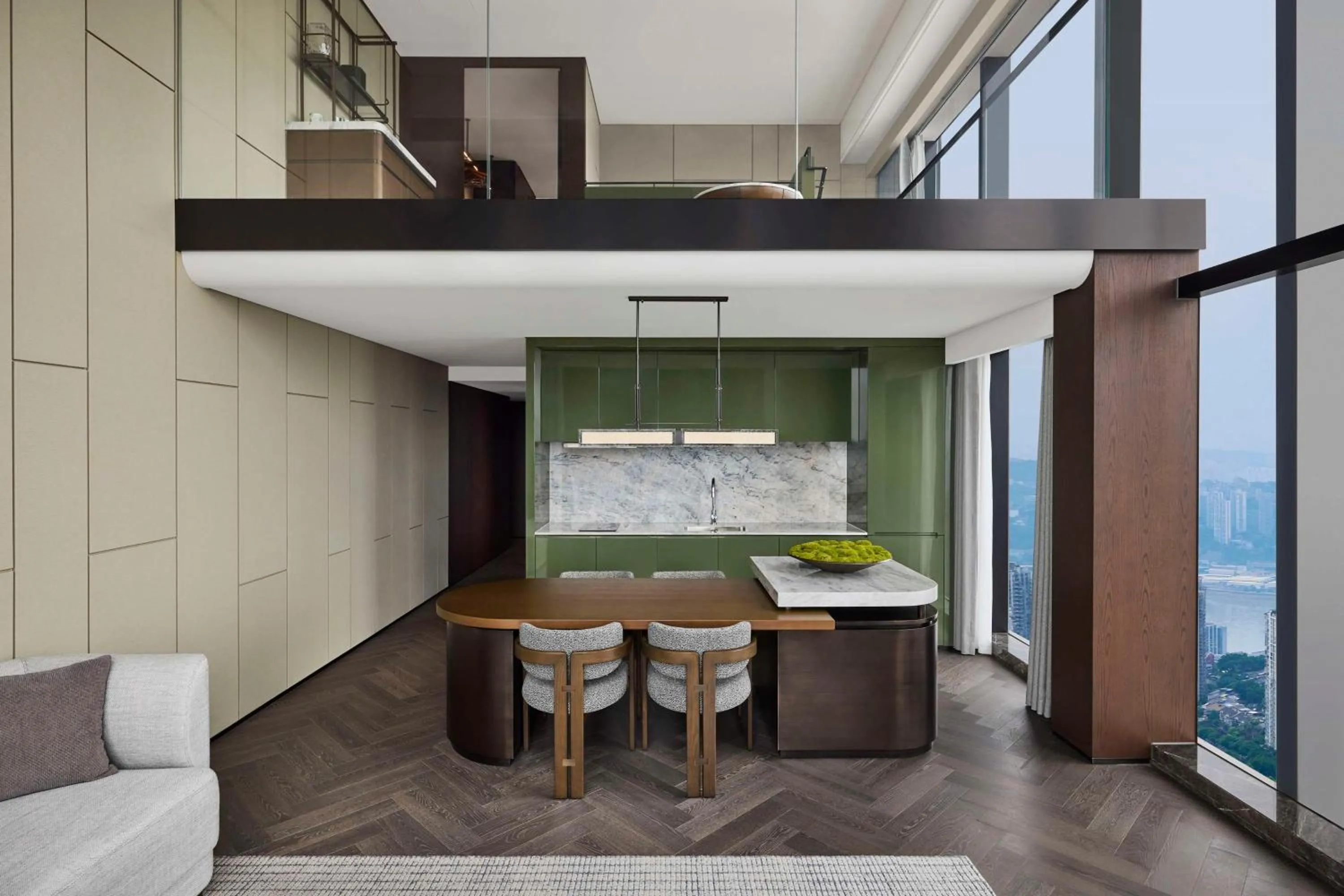 Living room in Conrad Chongqing - Indulge in the magical 8D city landscape