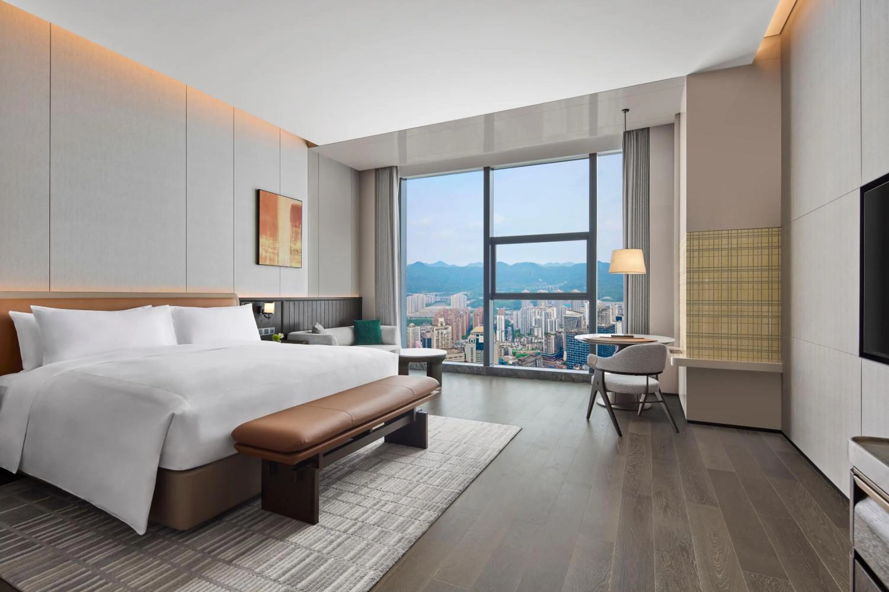 Bedroom, Bed in Conrad Chongqing - Indulge in the magical 8D city landscape