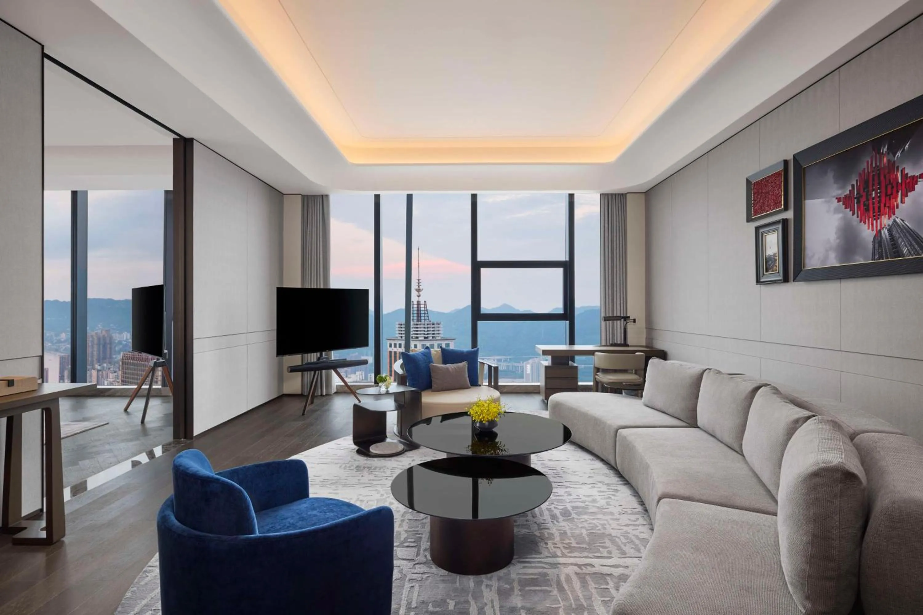 Living room in Conrad Chongqing - Indulge in the magical 8D city landscape