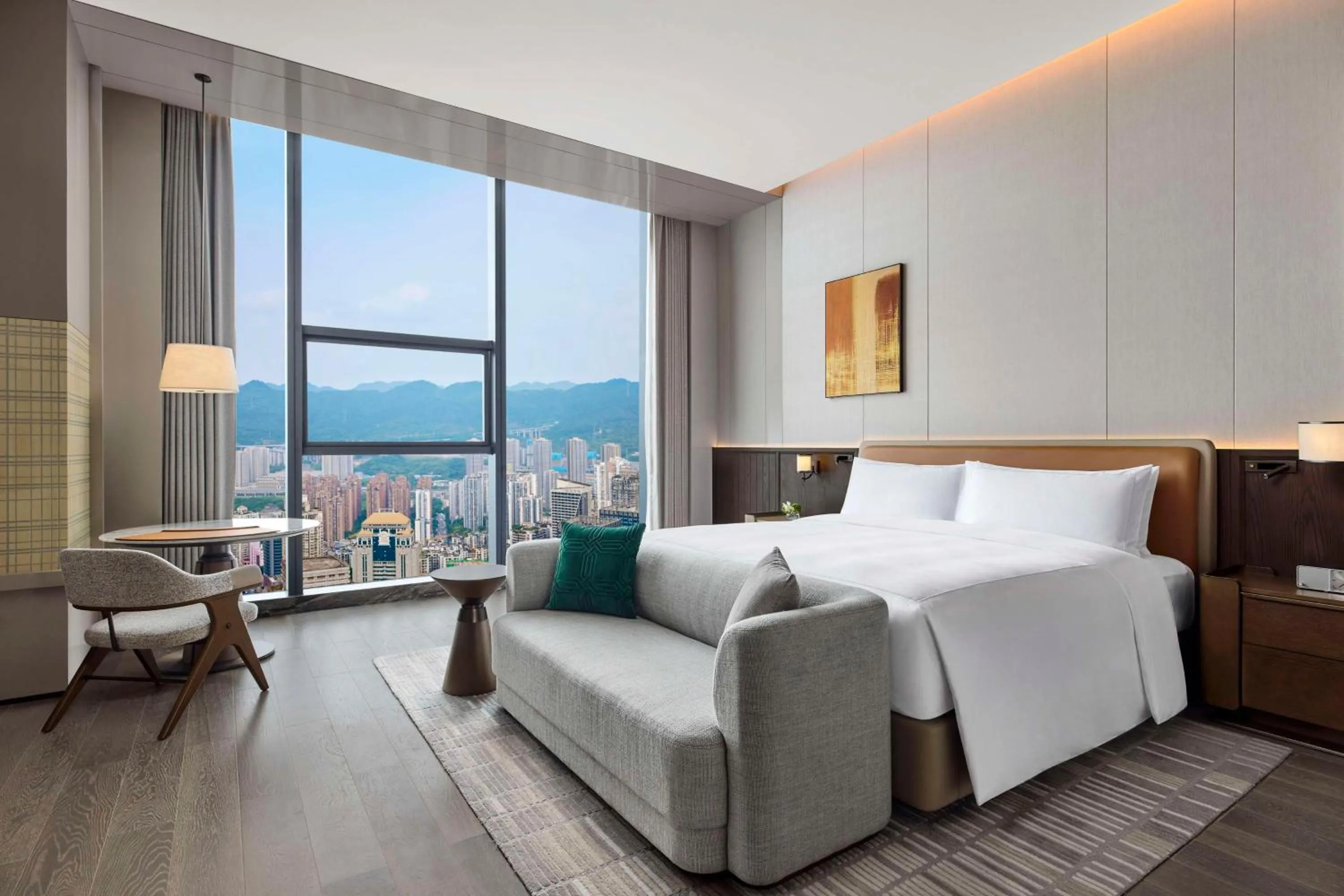 Photo of the whole room, Bed in Conrad Chongqing - Indulge in the magical 8D city landscape