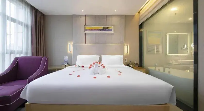 Bed in Lavande Hotel Yichang Railway East Station Branch Bed in Lavande Hotel Yichang Railway East Station Branch