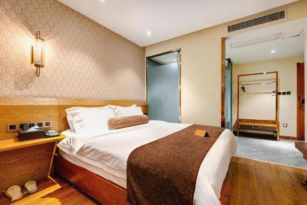 Bed in James Joyce Coffetel Qufu Tourist Center Gulou Street Sankong Scenic Spot