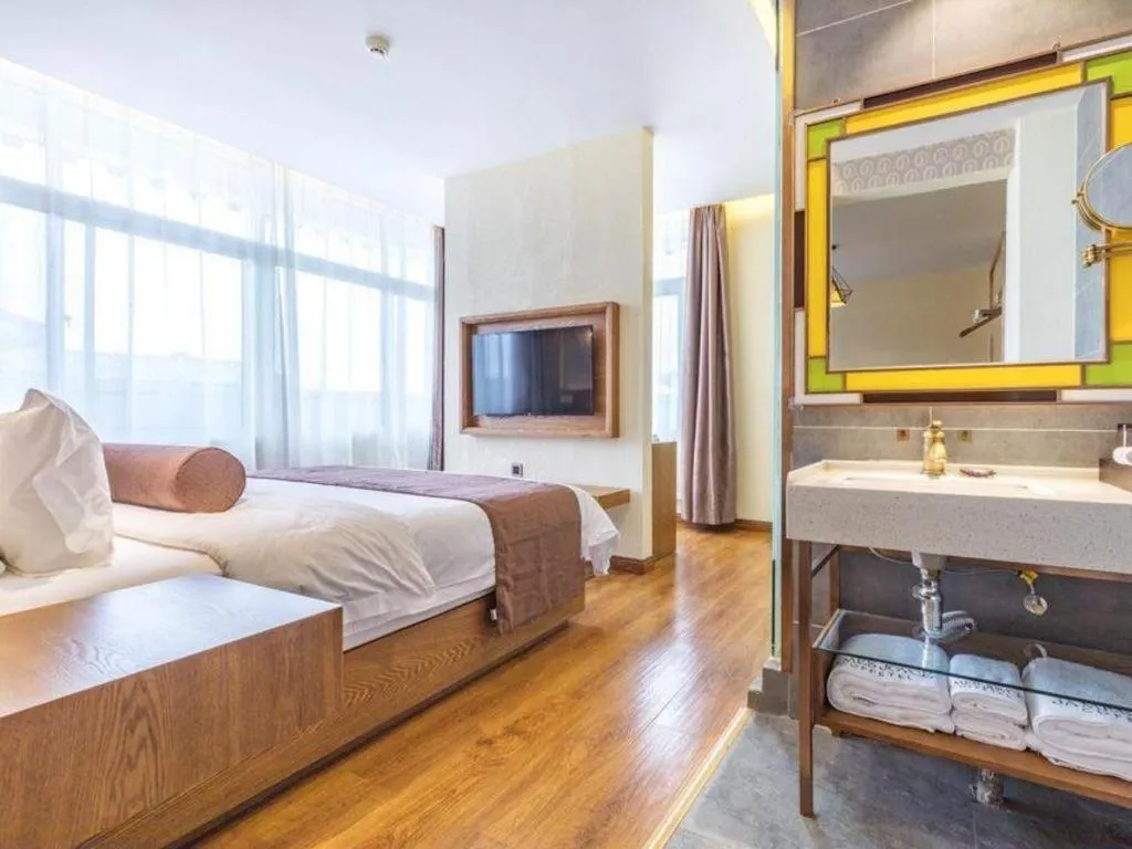 Bed in James Joyce Coffetel Qufu Tourist Center Gulou Street Sankong Scenic Spot