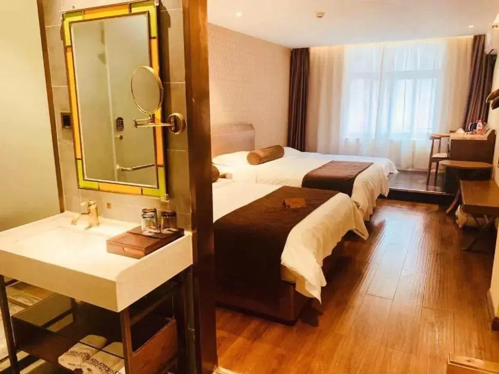 Bed in James Joyce Coffetel Qufu Tourist Center Gulou Street Sankong Scenic Spot Bed in James Joyce Coffetel Qufu Tourist Center Gulou Street Sankong Scenic Spot