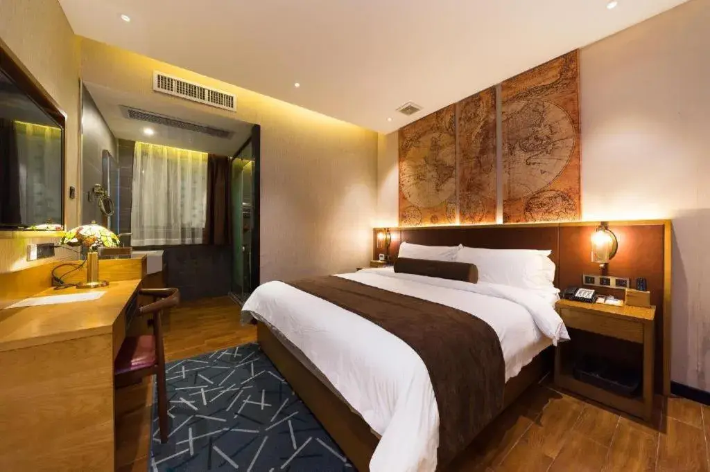 Bed in James Joyce Coffetel Guangzhou Dongxiaonan Metro Station Branch Bed in James Joyce Coffetel Guangzhou Dongxiaonan Metro Station Branch