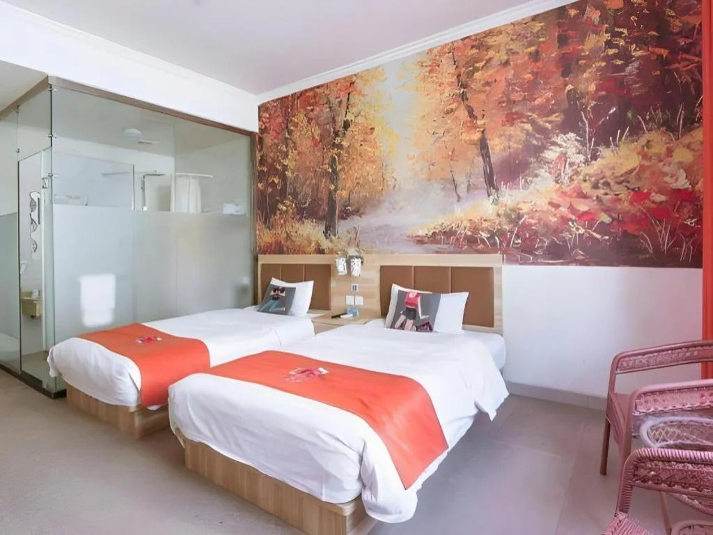 Bed in PAI Hotel Beijing Capital International Airport Linhe Development Zone