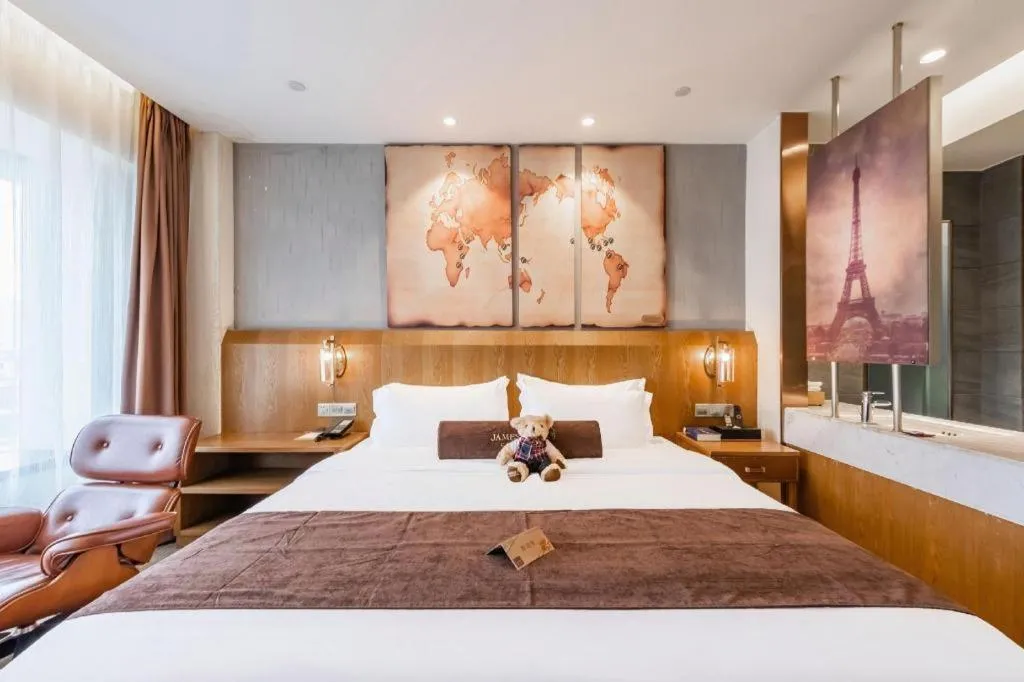 Bed in James Joyce Coffetel Shijiazhuang Century Park Shiji Huamao