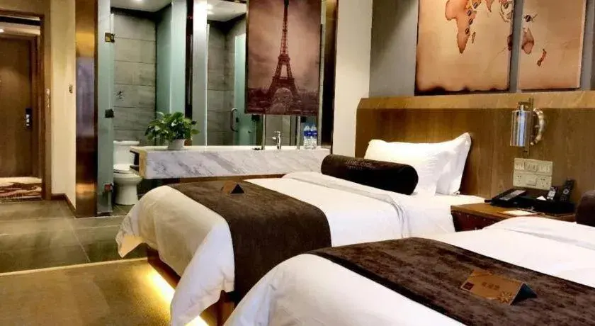 Bed in James Joyce Coffetel Shijiazhuang Century Park Shiji Huamao Bed in James Joyce Coffetel Shijiazhuang Century Park Shiji Huamao