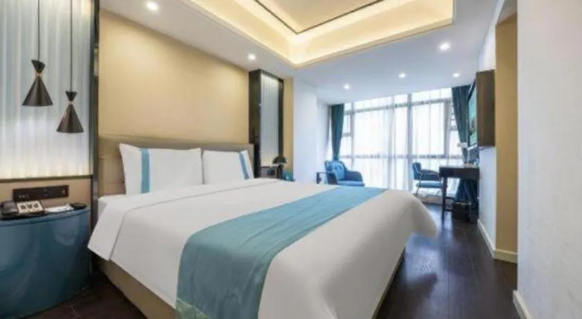 Bed in Xana Hotelle Wuhan Lingjiao Lake Wanda Plaza Branch