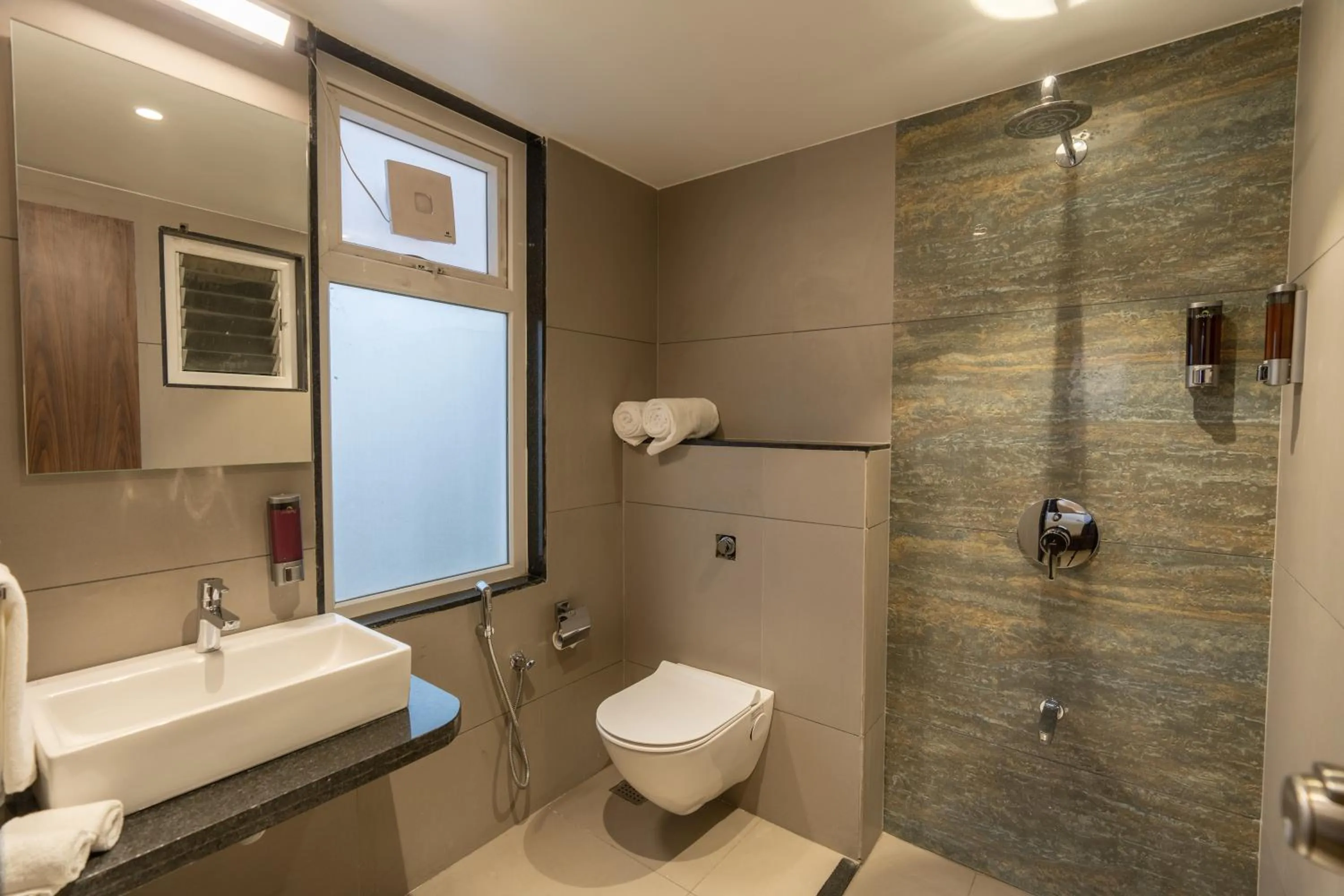 Shower in The Living Hub Business Hotel, Kolhapur