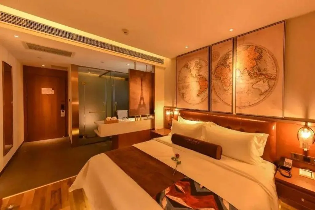 Bed in James Joyce Coffetel·Beijing Yizhuang Development Zone Dazu Square Tongji Road