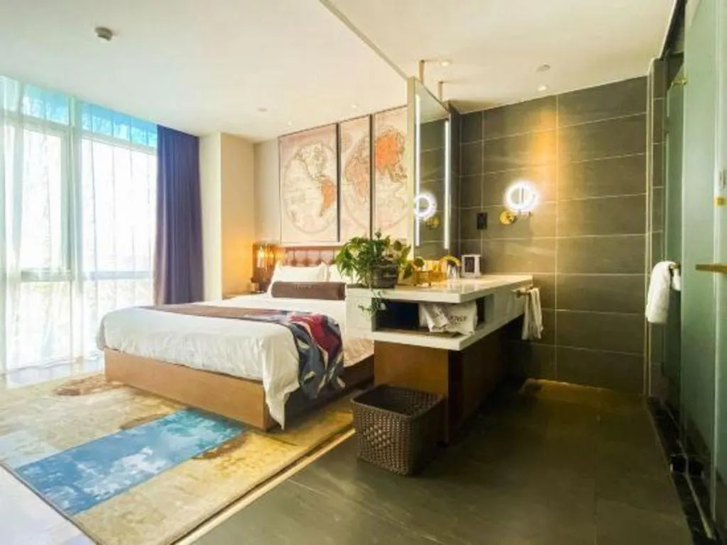 Bed in James Joyce Coffetel·Beijing Yizhuang Development Zone Dazu Square Tongji Road